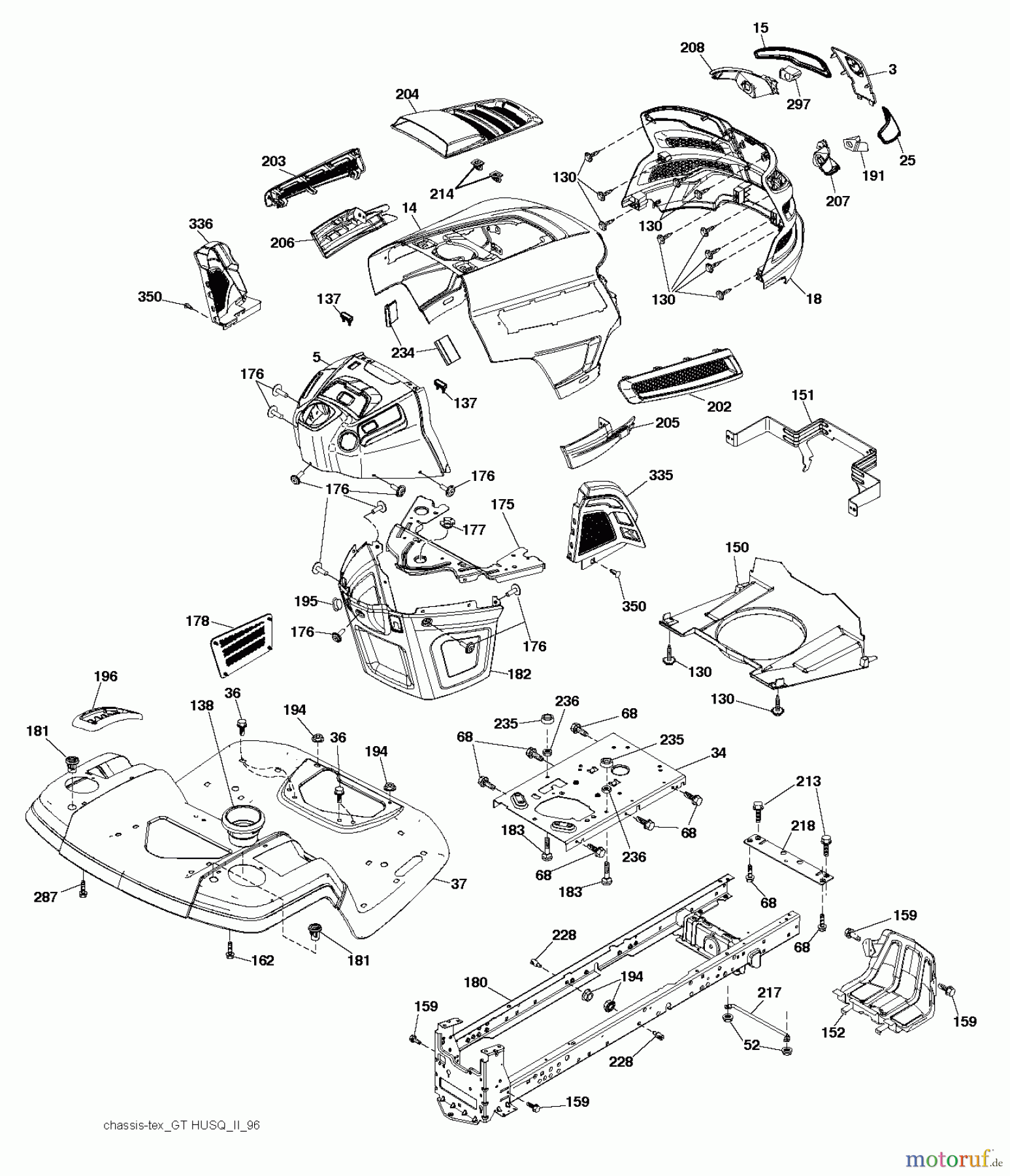 Husqvarna Rasen und Garten Traktoren YTH 22V46 (96043016100) - Husqvarna Yard Tractor (2012-09 & After) CHASSIS / FRAME