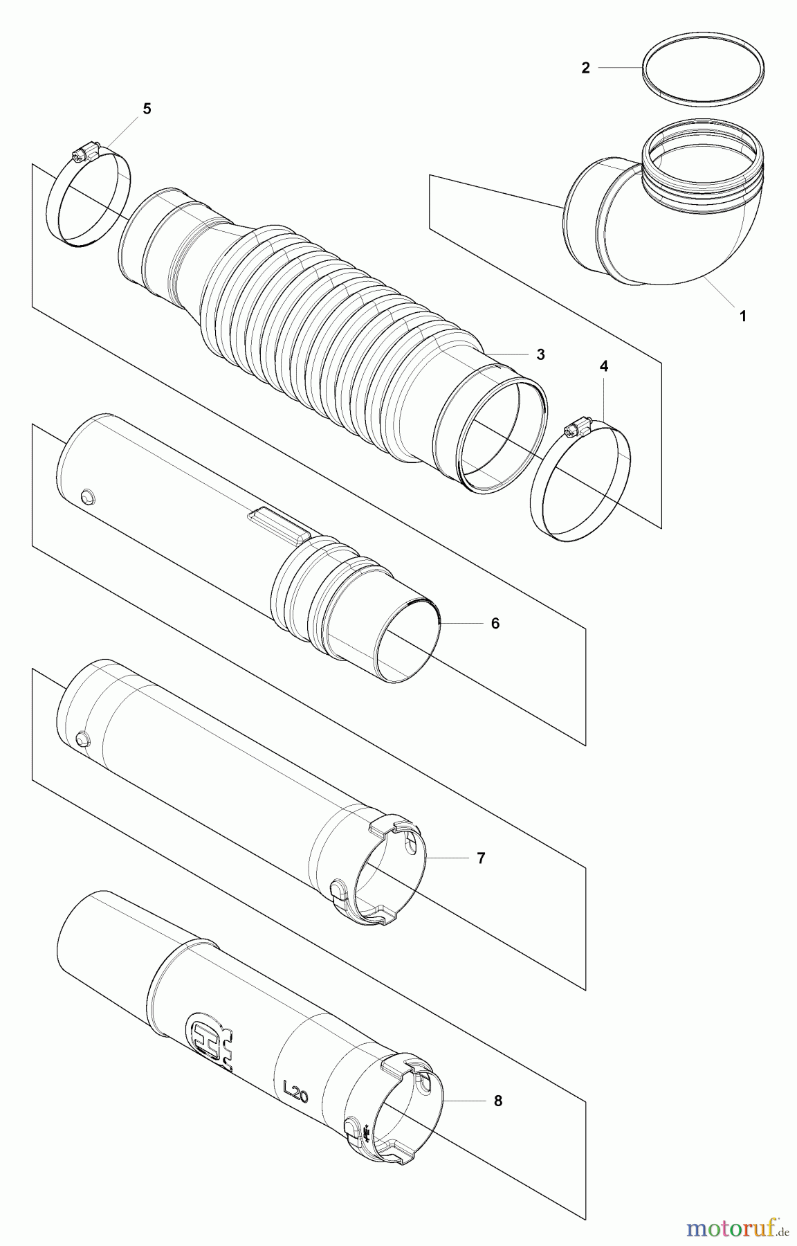 Husqvarna Bläser / Sauger / Häcksler / Mulchgeräte 130 BT - Husqvarna Backpack Blower (2007-01 to 2008-09) Blower Tubes