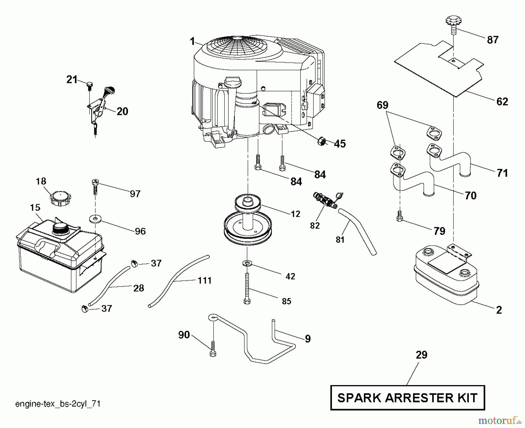 Husqvarna Rasen und Garten Traktoren YTH 22V46 (96043018100) - Husqvarna Yard Tractor (2013-09) ENGINE