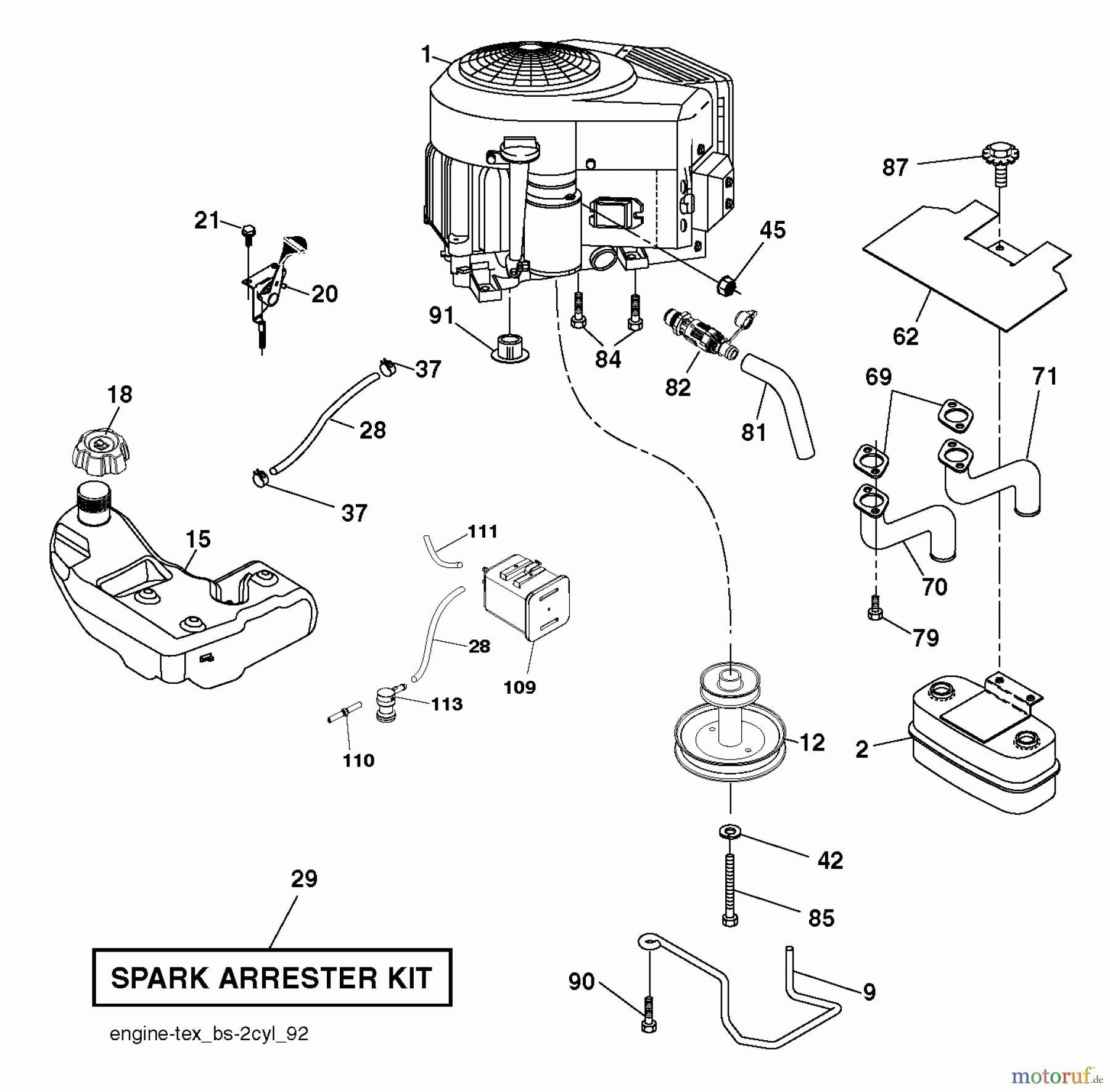 Husqvarna Rasen und Garten Traktoren YTH 22V46 (96043018500) - Husqvarna Yard Tractor (2013-09) ENGINE