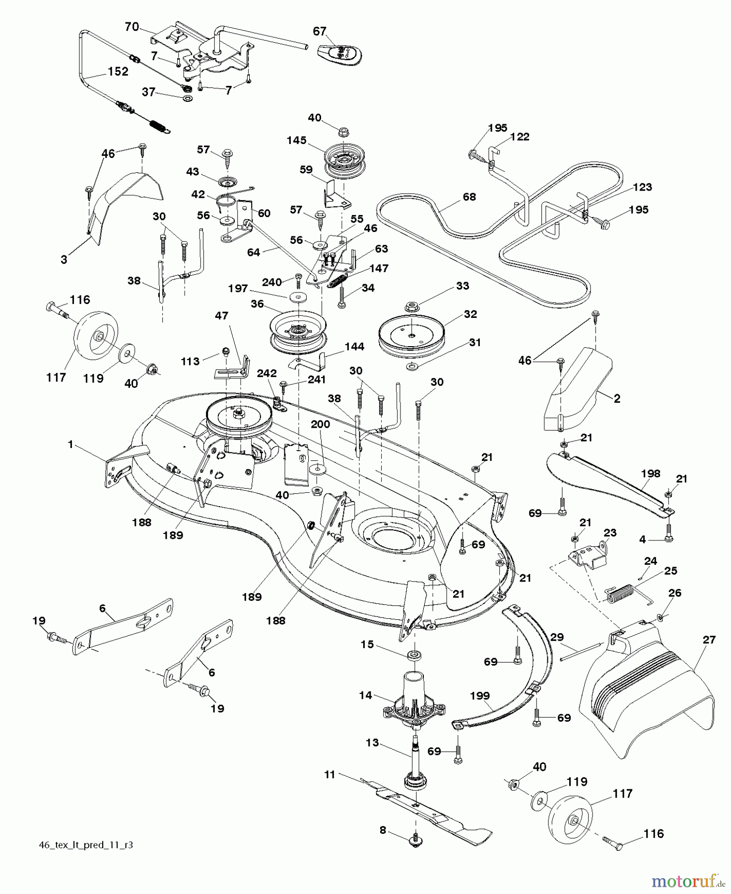 Husqvarna Rasen und Garten Traktoren YTH 22V46 (96043018500) - Husqvarna Yard Tractor (2013-09) MOWER DECK / CUTTING DECK
