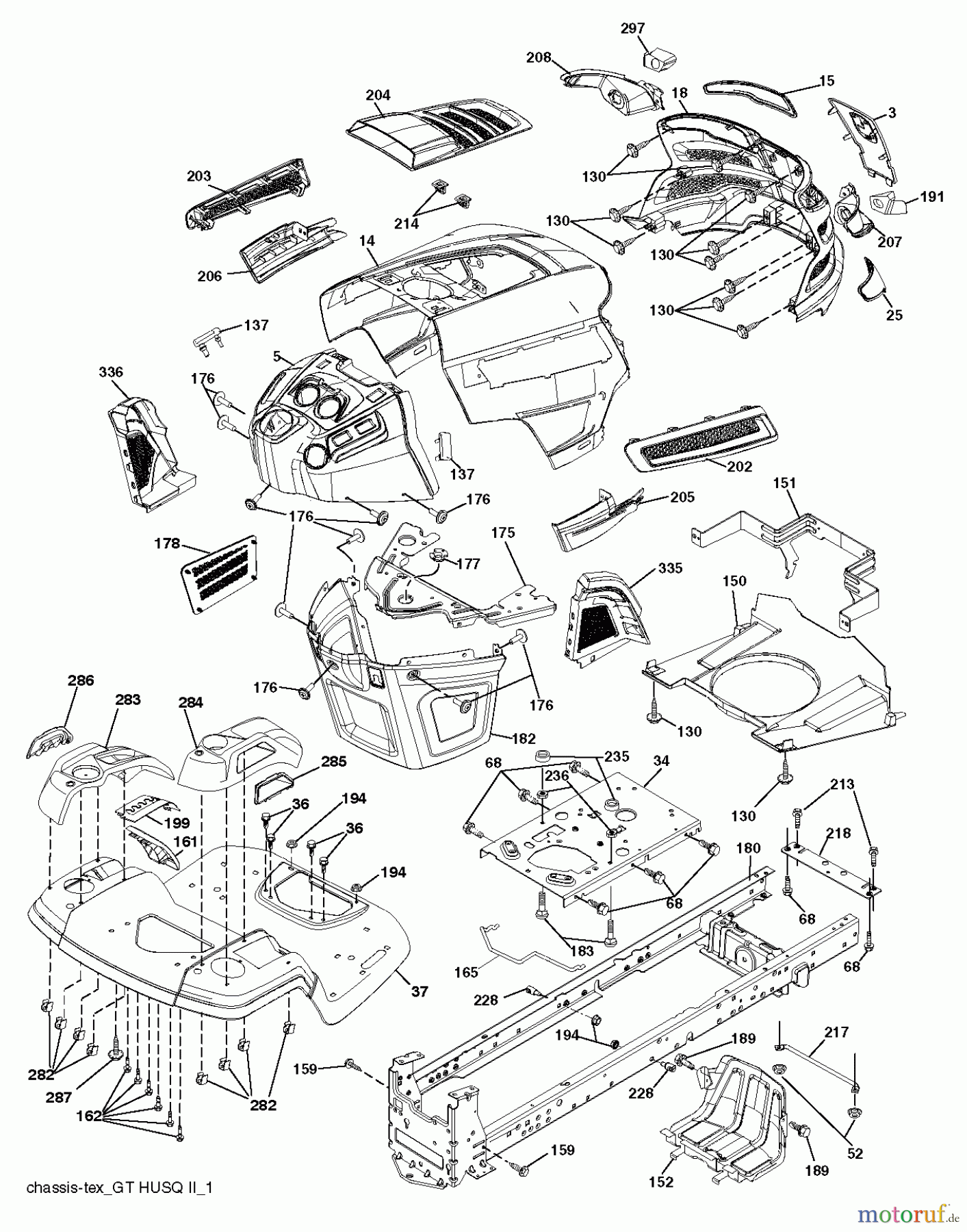 Husqvarna Rasen und Garten Traktoren YTH 22V46XLS (96043011201) - Husqvarna Yard Tractor (2010-12 & After) CHASSIS / FRAME