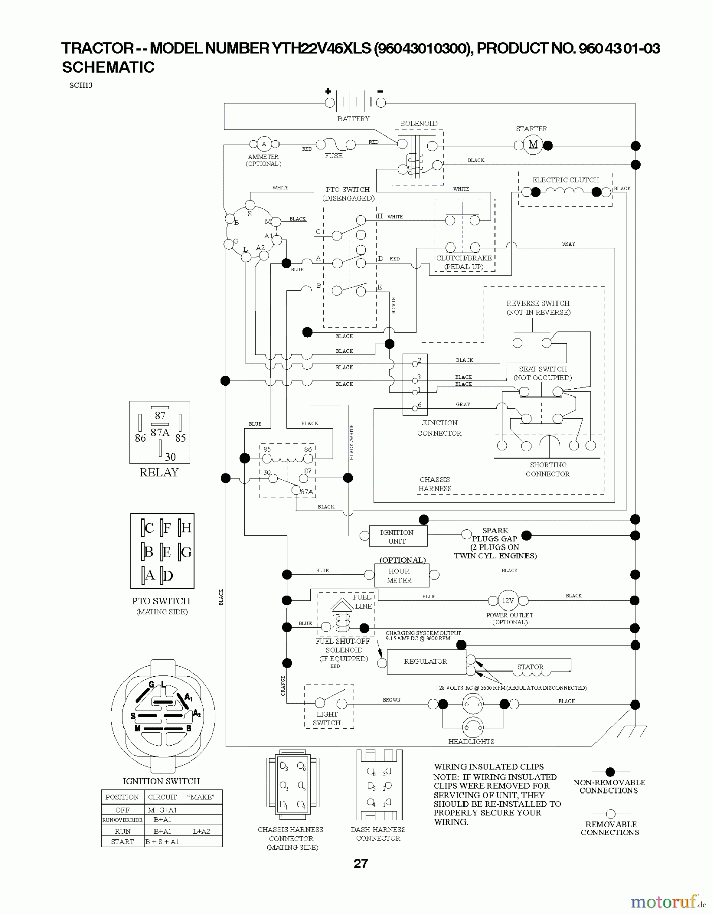 Husqvarna Rasen und Garten Traktoren YTH 22V46XLS (96043011201) - Husqvarna Yard Tractor (2010-12 & After) SCHEMATIC