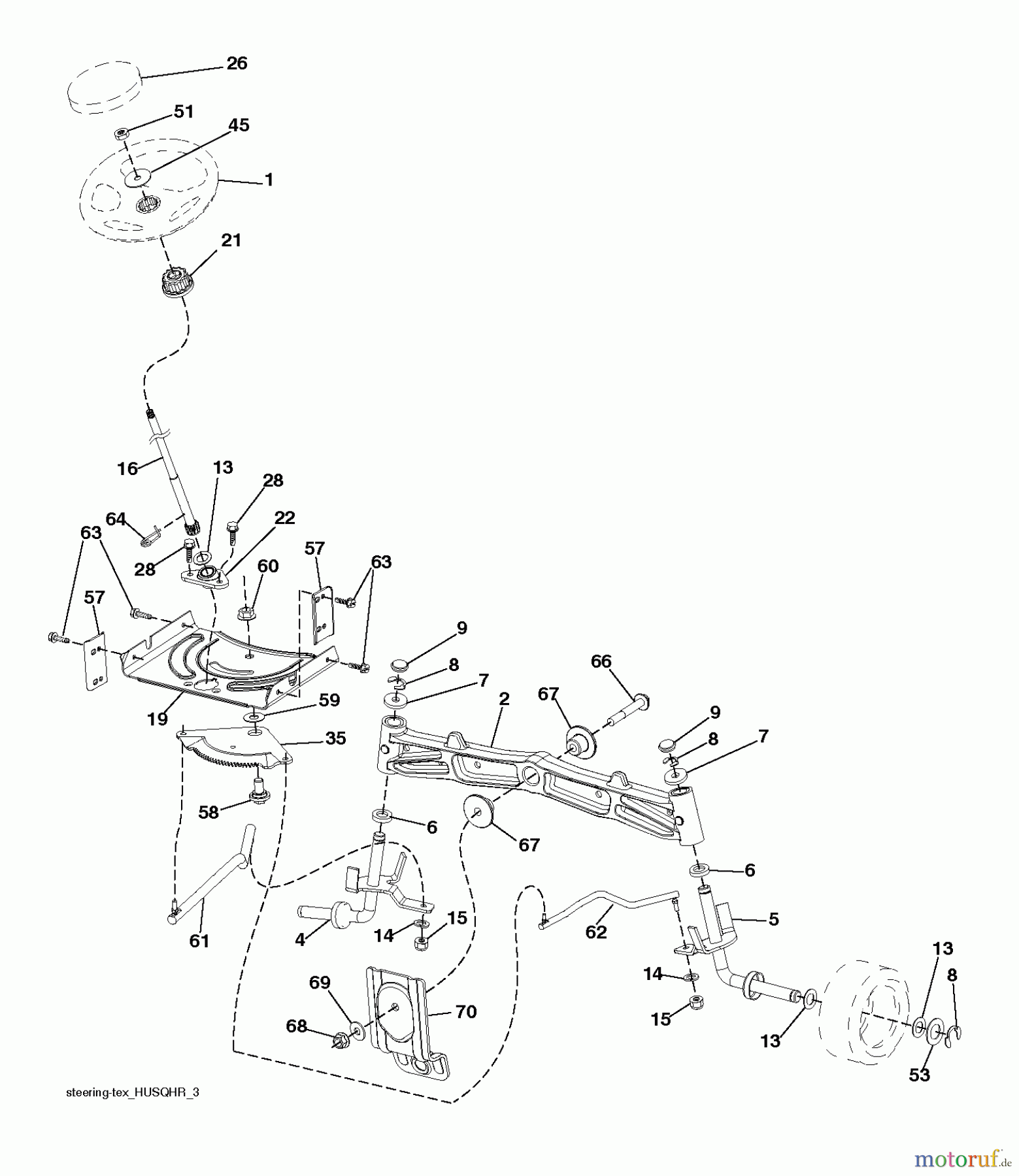 Husqvarna Rasen und Garten Traktoren YTH 2042 (96043012103) - Husqvarna Yard Tractor (2011-08 & After) STEERING