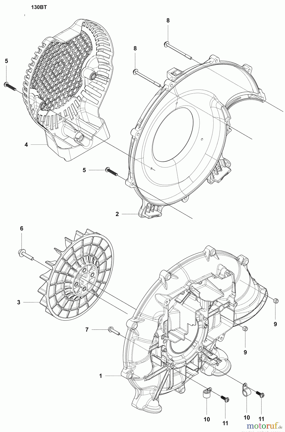 Husqvarna Bläser / Sauger / Häcksler / Mulchgeräte 130 BT - Husqvarna Backpack Blower (2008-10 & After) Blower Housing