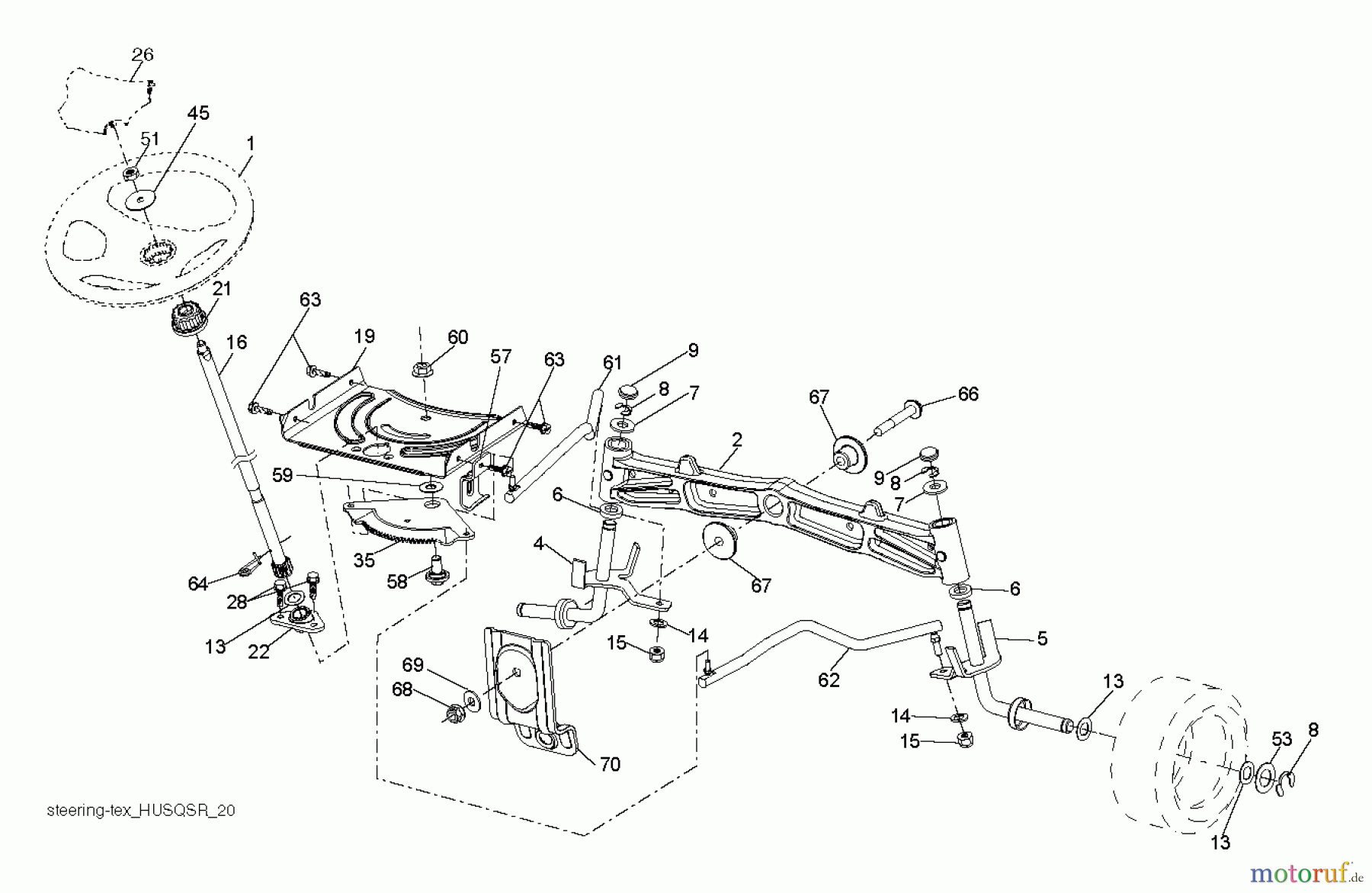 Husqvarna Rasen und Garten Traktoren YTH 2348 (289571) - Husqvarna Yard Tractor (2012-02 & After) STEERING