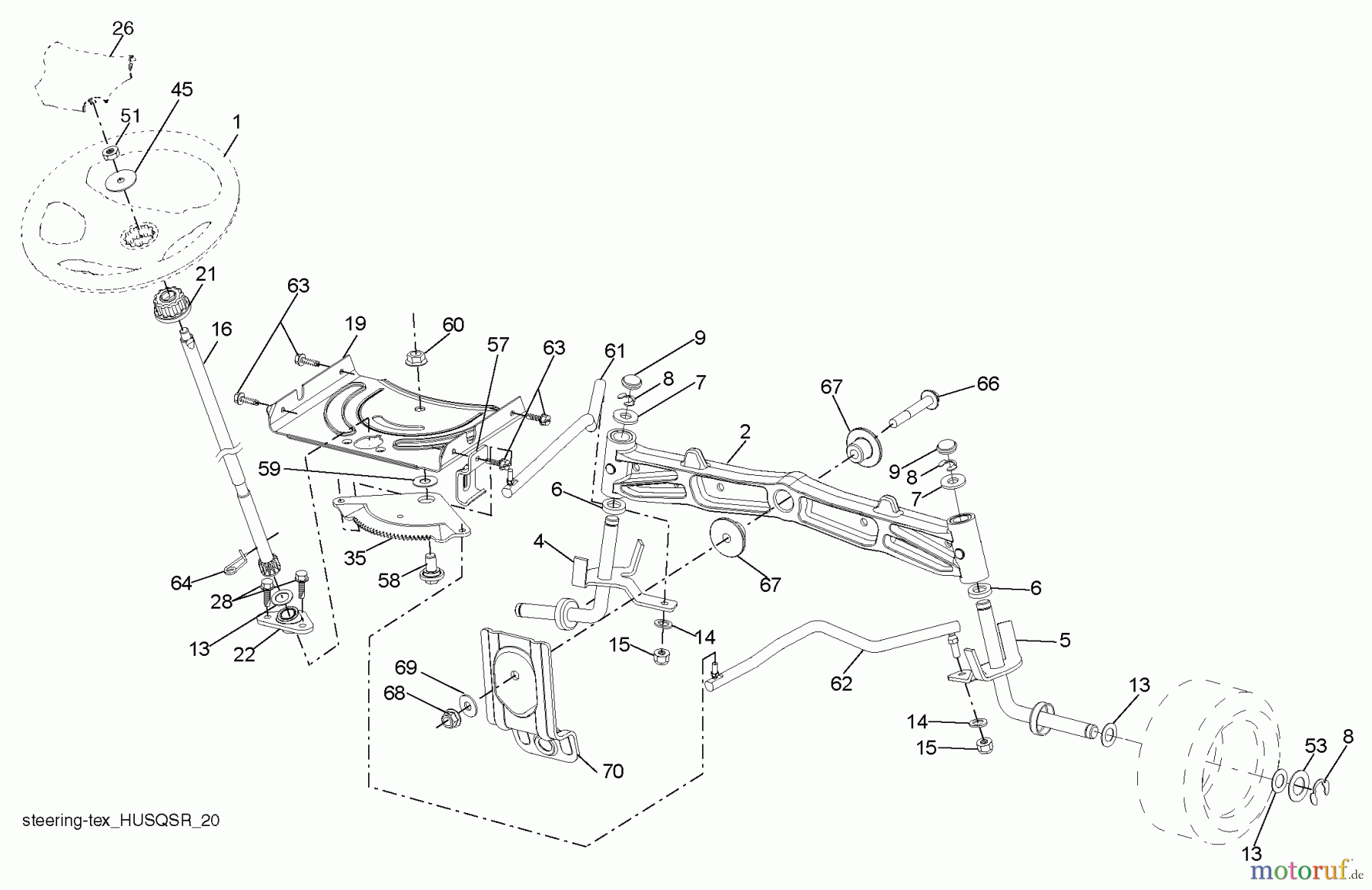 Husqvarna Rasen und Garten Traktoren YTH 2348 (917.289570) - Husqvarna Yard Tractor (2010-04 & After) (Sears Craftsman) Steering Assembly