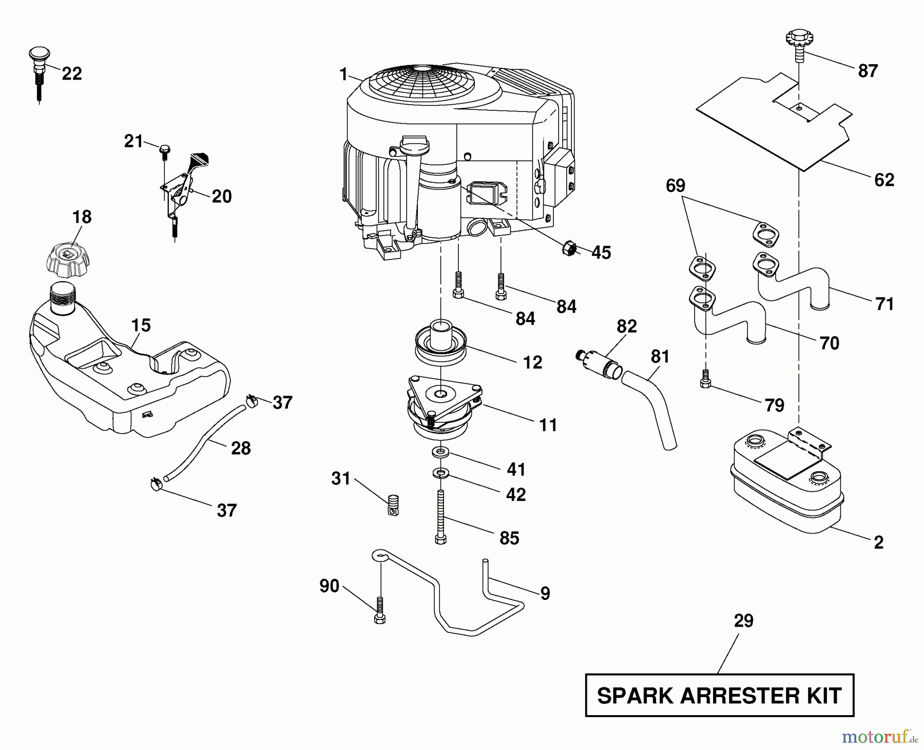  Husqvarna Rasen und Garten Traktoren YTH 2348 (96043003500) - Husqvarna Yard Tractor (2006-11 & After) Engine