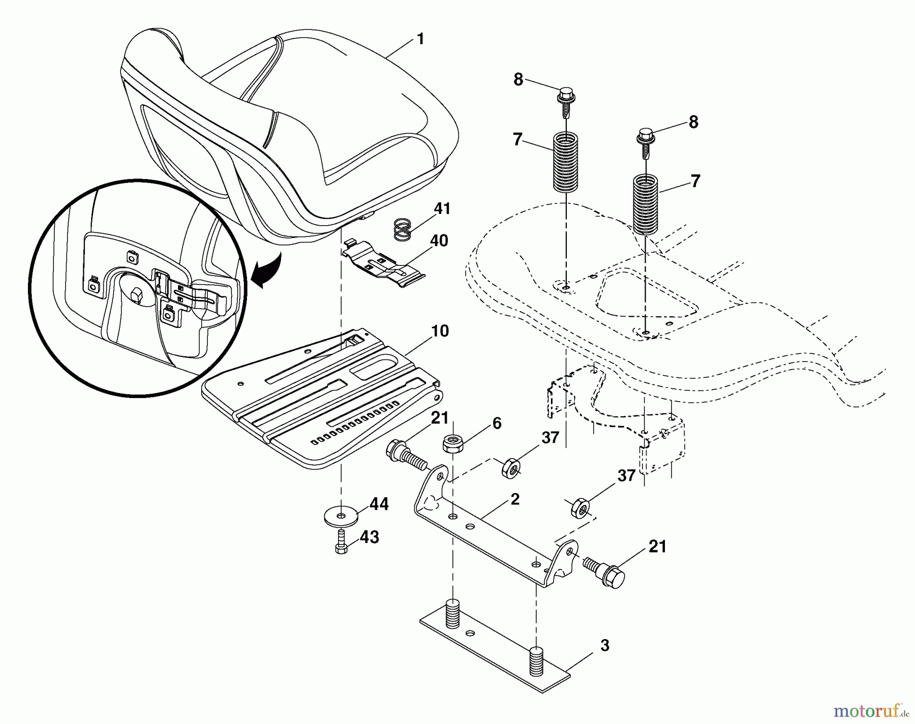  Husqvarna Rasen und Garten Traktoren YTH 2348 (96043003500) - Husqvarna Yard Tractor (2006-11 & After) Seat Assembly