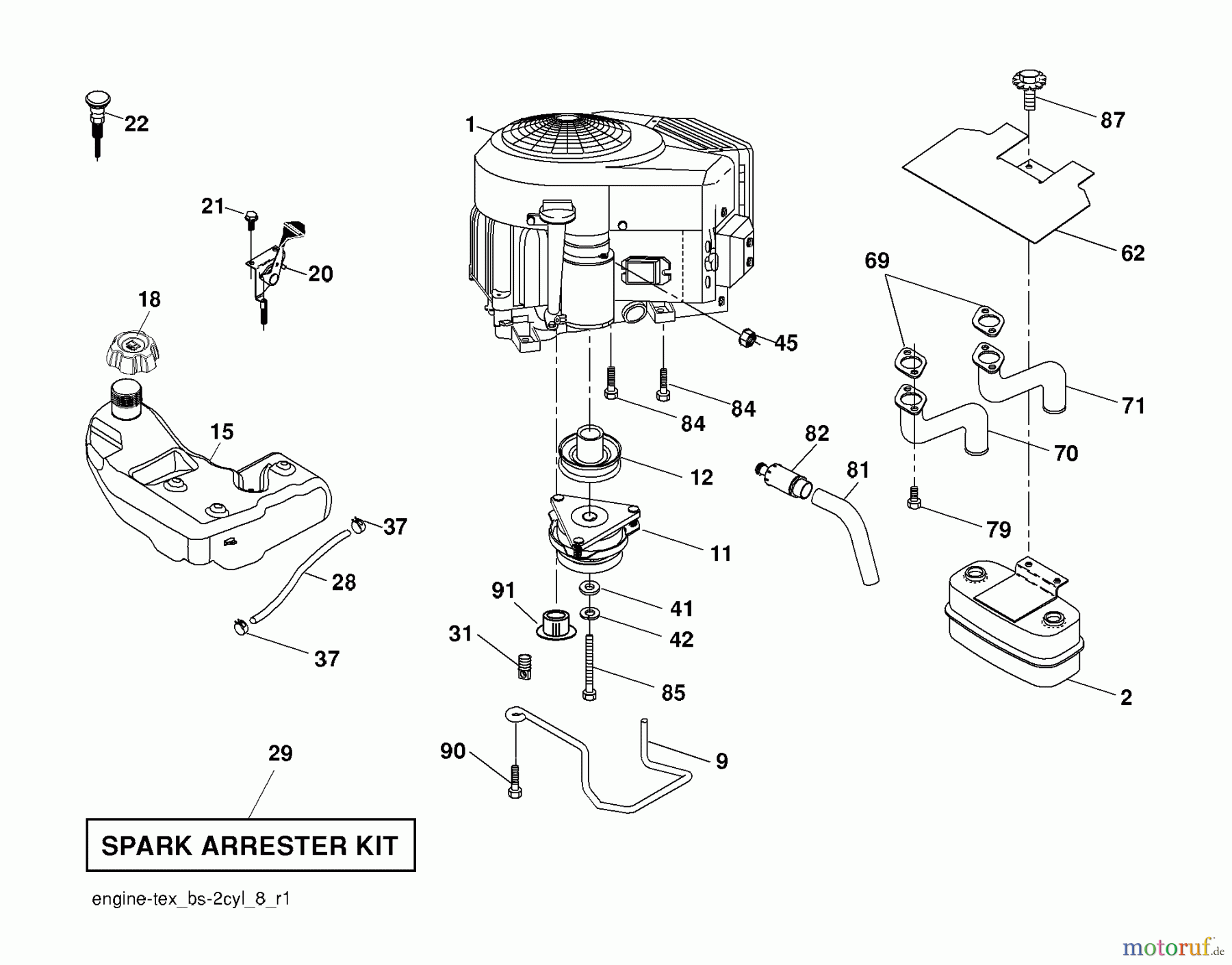 Husqvarna Rasen und Garten Traktoren YTH 2348 (96045000502) - Husqvarna Yard Tractor (2008-04 & After) Engine