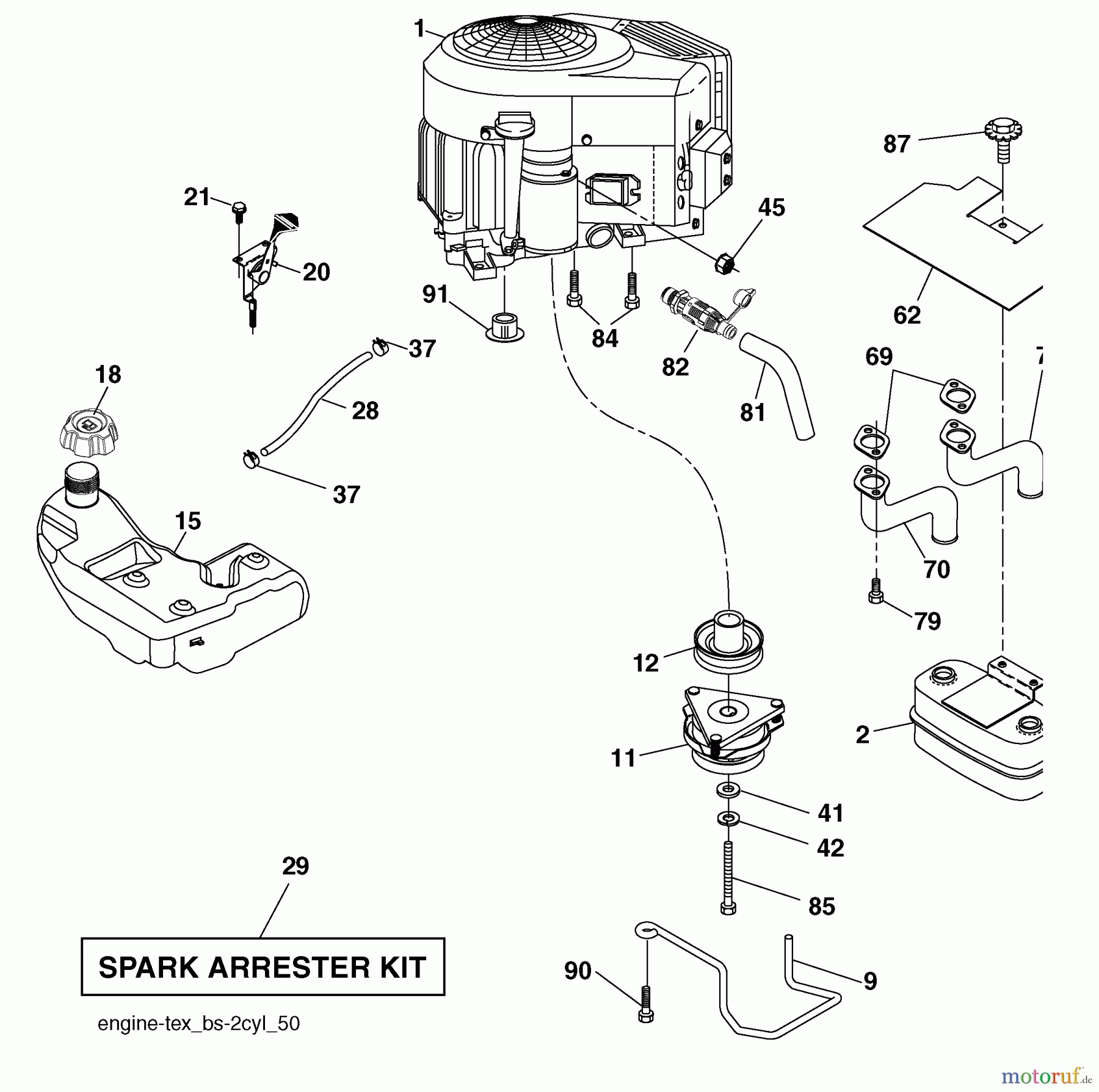 Husqvarna Rasen und Garten Traktoren YTH 2348 (96045002200) - Husqvarna Yard Tractor (2010-02 to 2010-01) Engine
