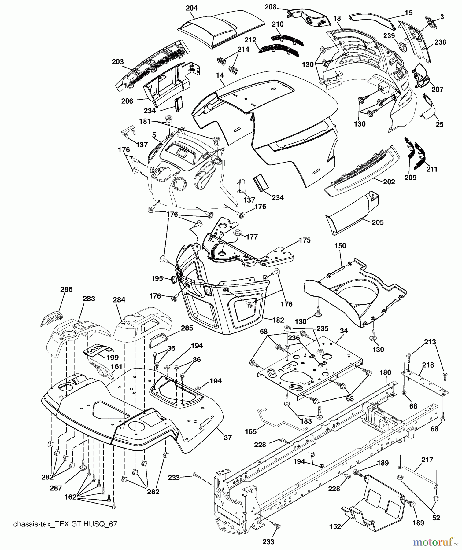 Husqvarna Rasen und Garten Traktoren YTH 2348 (96045002201) - Husqvarna Yard Tractor (2010-04 & After) Chassis