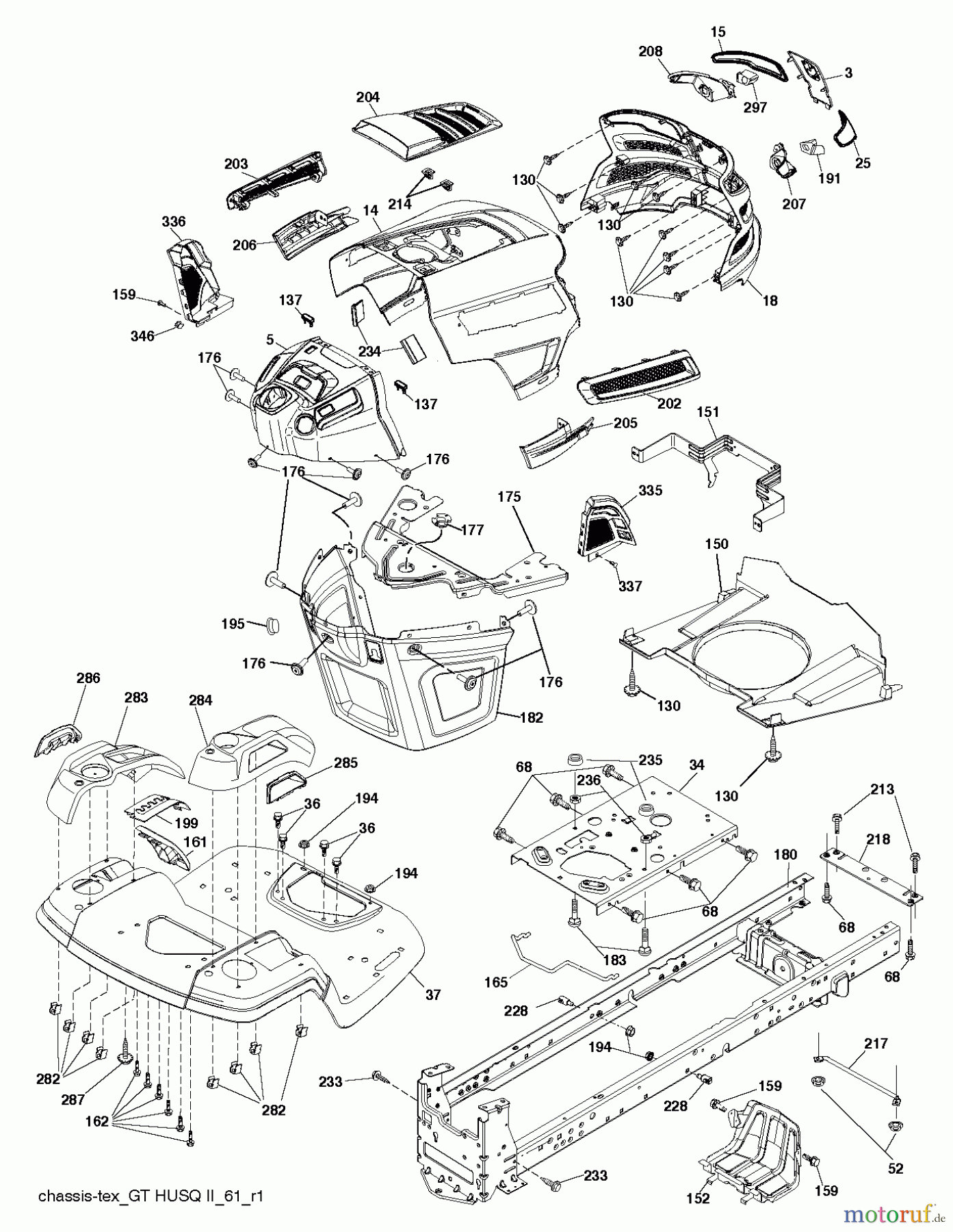 Husqvarna Rasen und Garten Traktoren YTH 23K48 (96045003600) - Husqvarna Yard Tractor (2011-08 & After) CHASSIS / FRAME