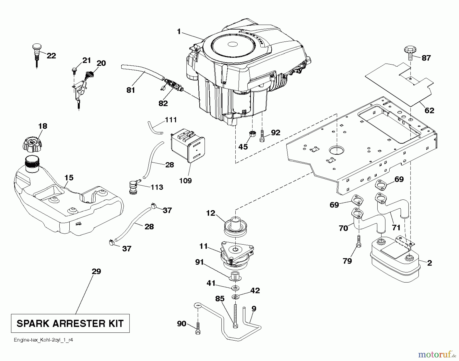 Husqvarna Rasen und Garten Traktoren YTH 23K48 (96045003600) - Husqvarna Yard Tractor (2011-08 & After) ENGINE