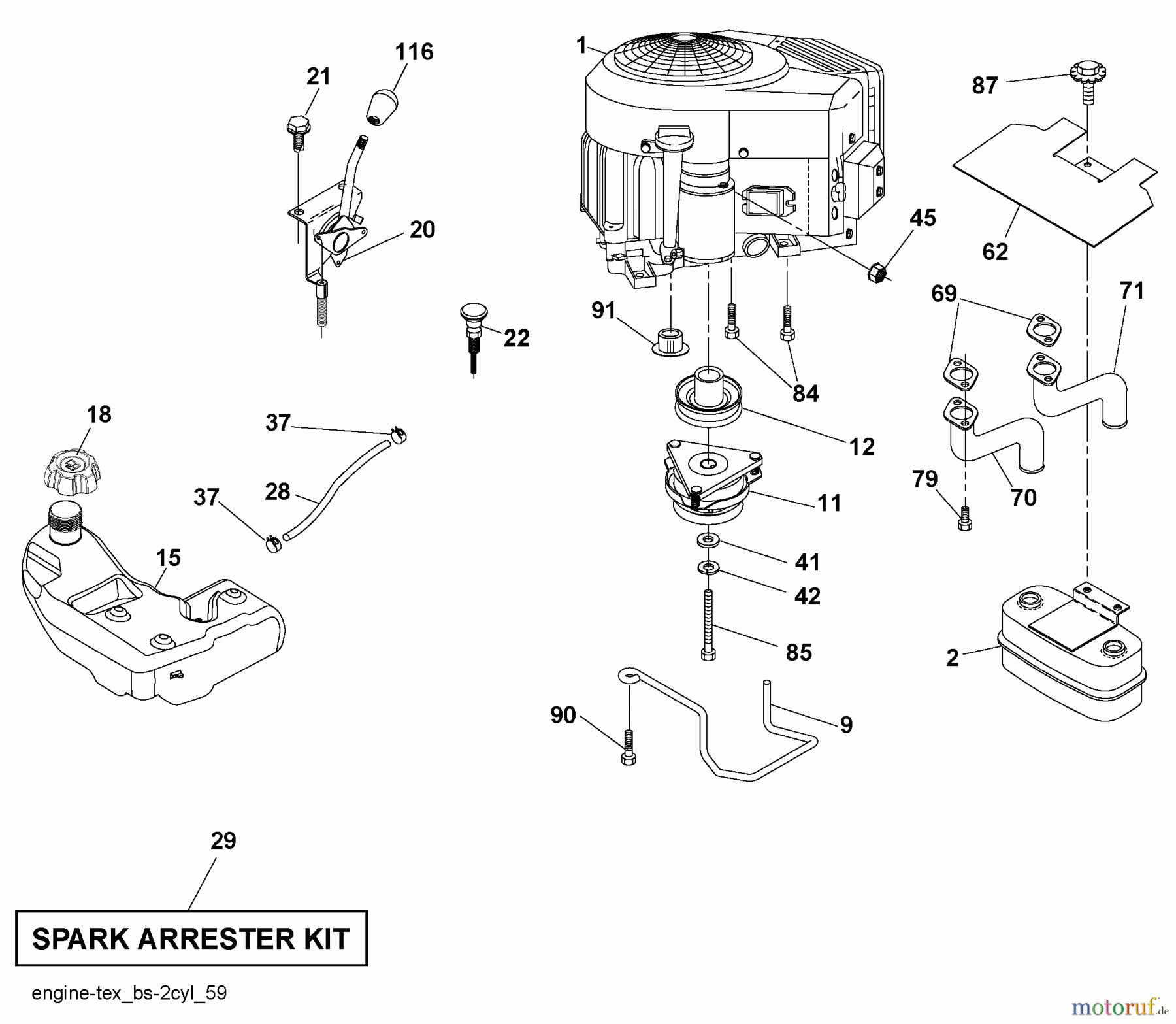Husqvarna Rasen und Garten Traktoren YTH 23V42LS (96043008800) - Husqvarna Yard Tractor (2009-12 & After) Engine