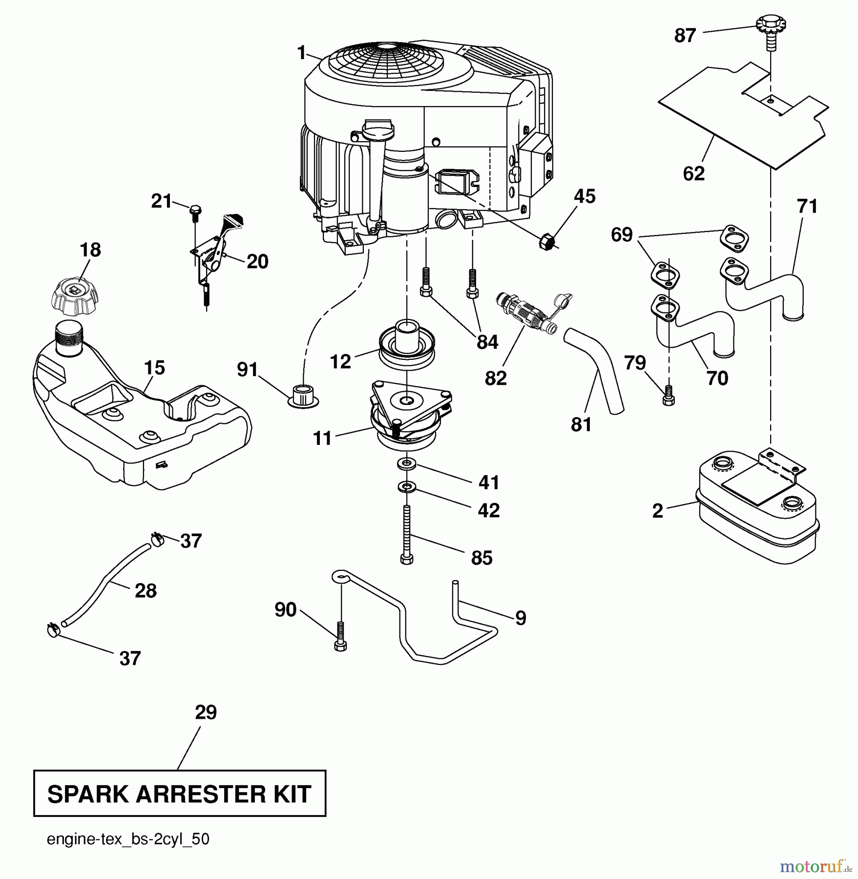 Husqvarna Rasen und Garten Traktoren YTH 23V48 (96043008601) - Husqvarna Yard Tractor (2010-04 to 2010-06) Engine