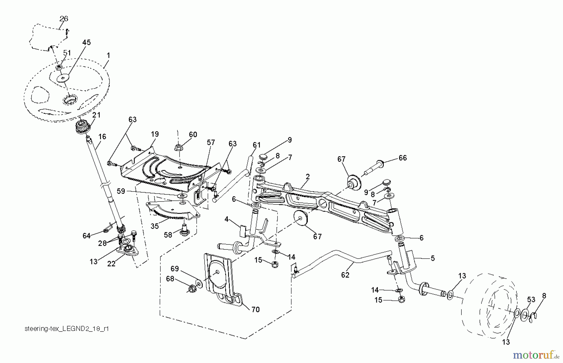 Husqvarna Rasen und Garten Traktoren YTH 23V48 (96043009600) - Husqvarna Yard Tractor (2012-02 & After) STEERING