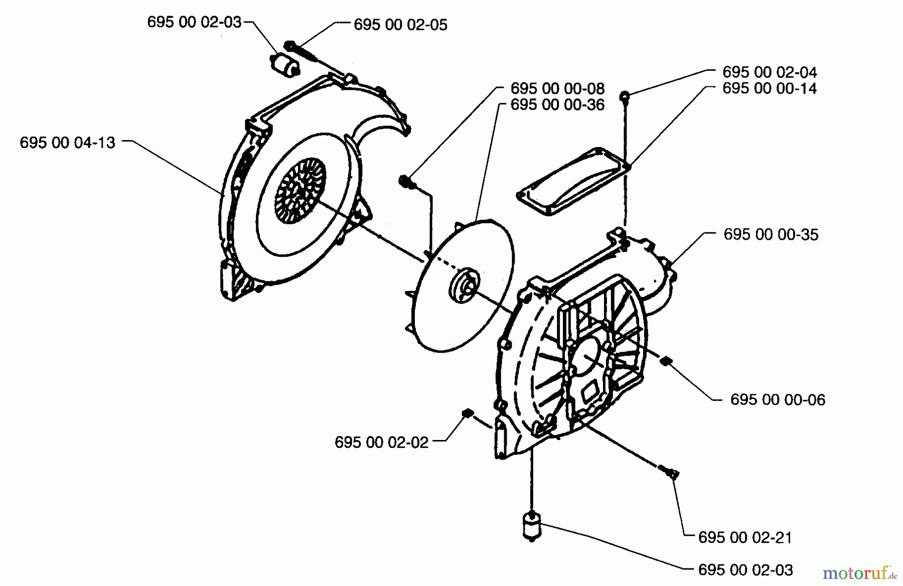 Husqvarna Bläser / Sauger / Häcksler / Mulchgeräte 140 BC - Husqvarna Backpack Blower (1997-04 & After) Fan Case Assembly
