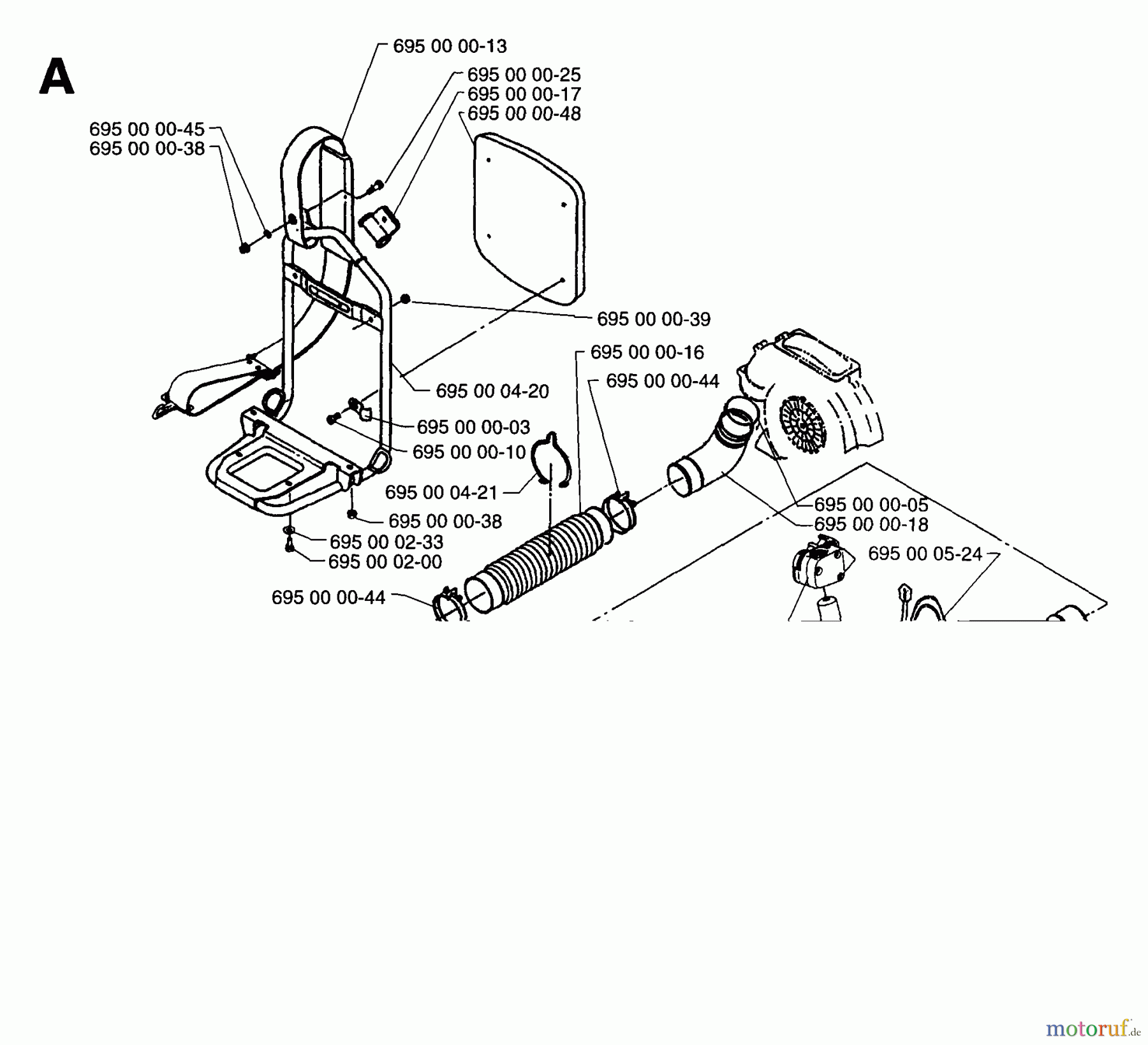 Husqvarna Bläser / Sauger / Häcksler / Mulchgeräte 140 BC - Husqvarna Backpack Blower (1997-04 & After) Harness And Backpack Assembly