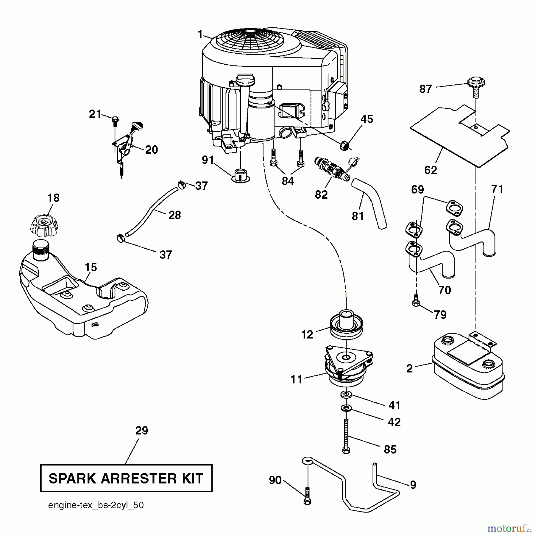 Husqvarna Rasen und Garten Traktoren YTH 23V48 (96043012501) - Husqvarna Yard Tractor (2011-07 & After) ENGINE