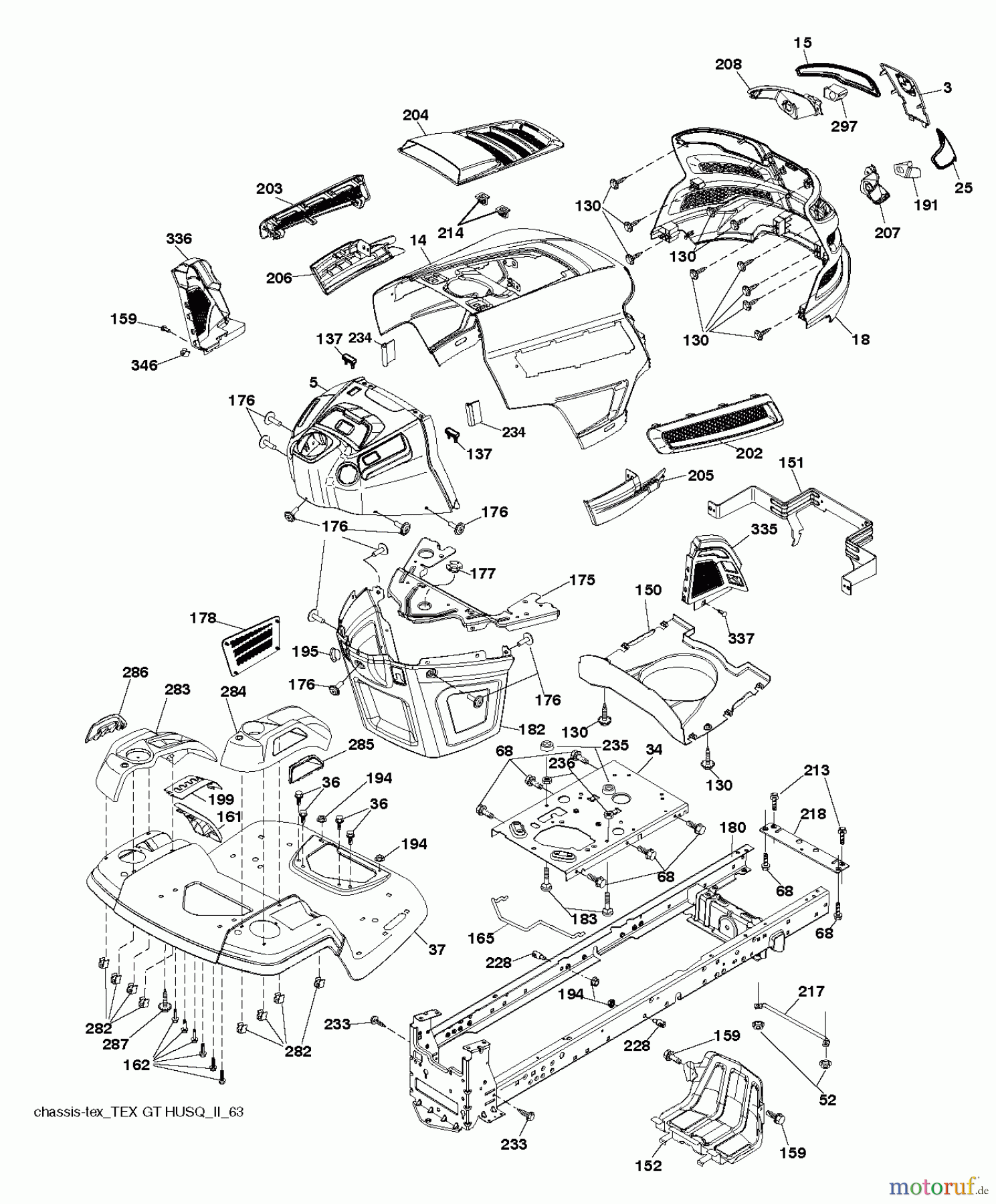 Husqvarna Rasen und Garten Traktoren YTH 23V48 (96043012502) - Husqvarna Yard Tractor (2011-08 & After) CHASSIS ENCLOSURES