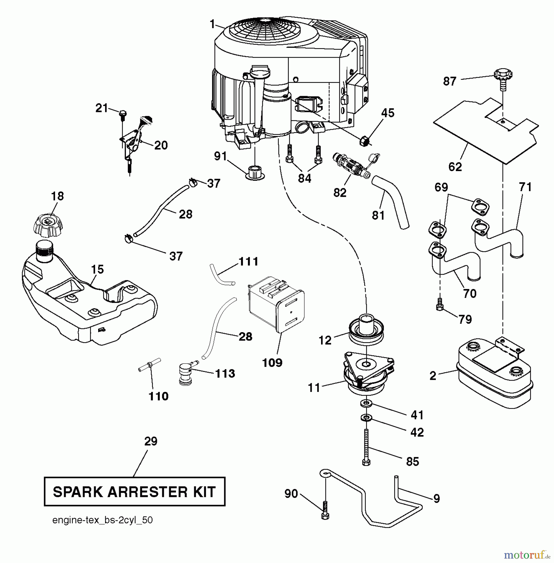 Husqvarna Rasen und Garten Traktoren YTH 23V48 (96043012502) - Husqvarna Yard Tractor (2011-08 & After) ENGINE