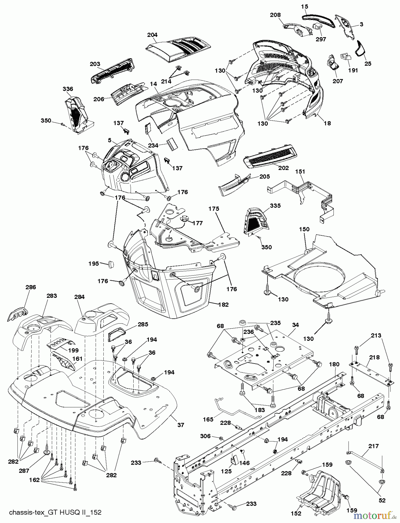 Husqvarna Rasen und Garten Traktoren YTH 23V48 (96043017500) - Husqvarna Yard Tractor (2013-09) CHASSIS ENCLOSURES