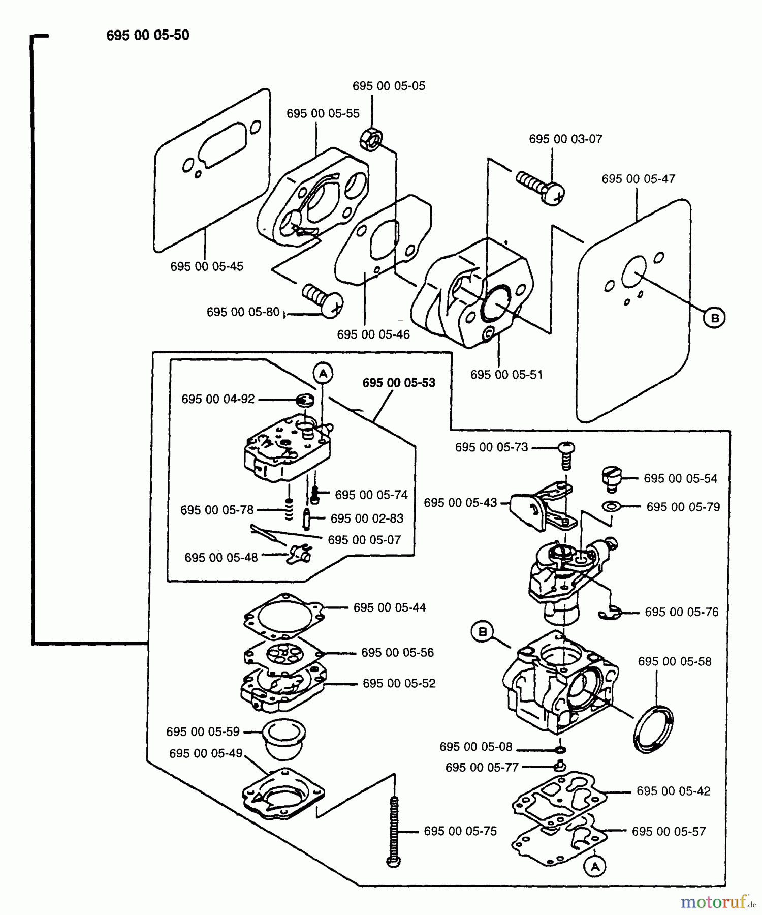 Husqvarna Bläser / Sauger / Häcksler / Mulchgeräte 145 B - Husqvarna Backpack Blower (1997-04 & After) Carburetor Parts