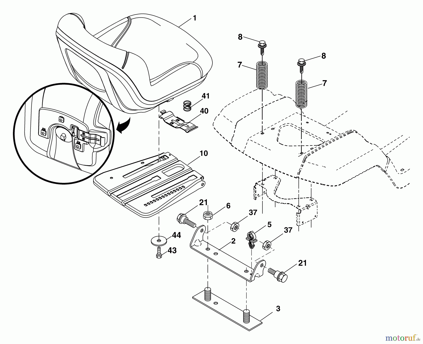  Husqvarna Rasen und Garten Traktoren YTH 2448T (96043000802) - Husqvarna Yard Tractor (2006-03 & After) Seat Assembly