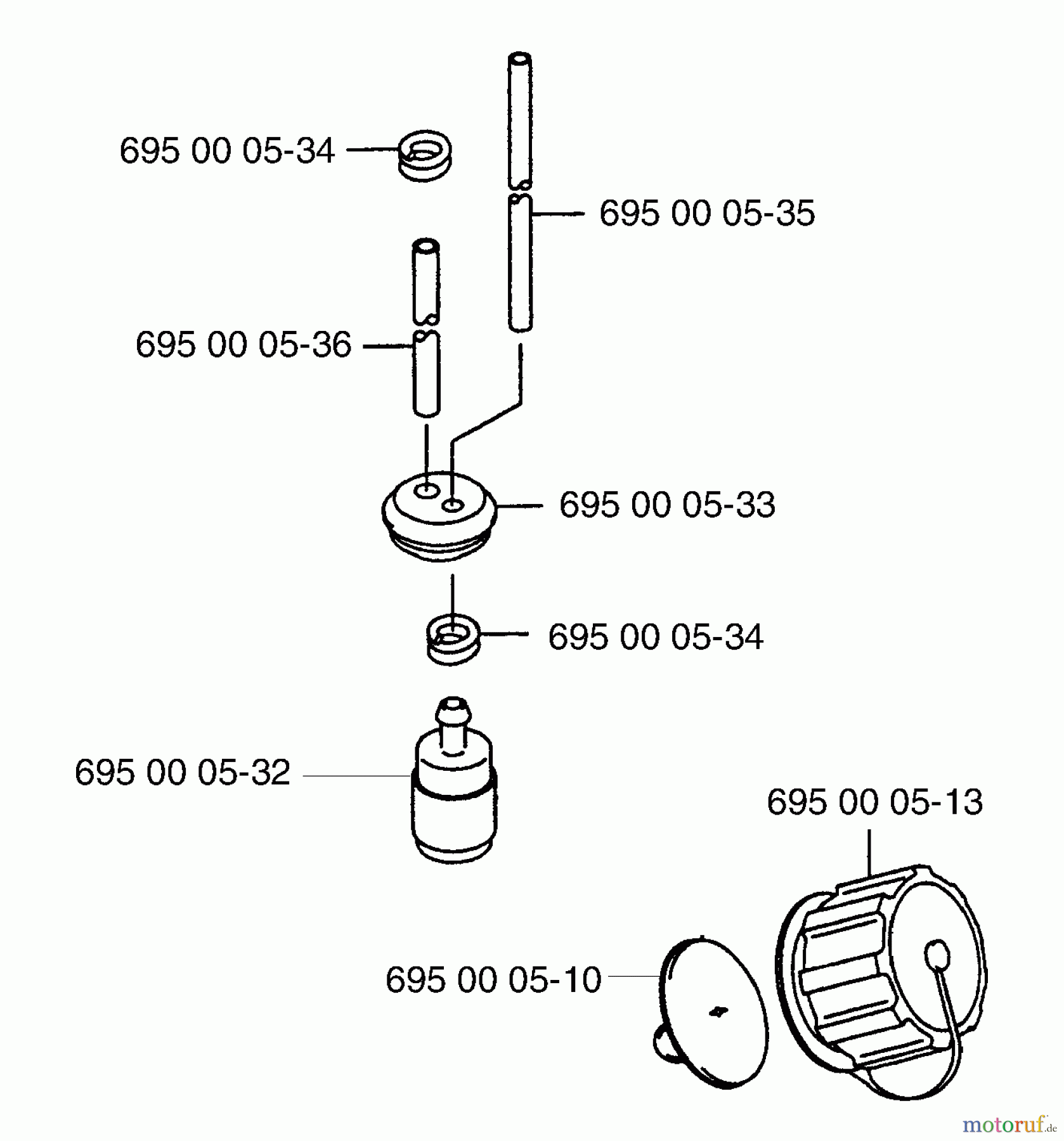  Husqvarna Bläser / Sauger / Häcksler / Mulchgeräte 145 BF - Husqvarna Backpack Blower (1997-07 & After) Fuel Line, Filter, & Fuel Cap