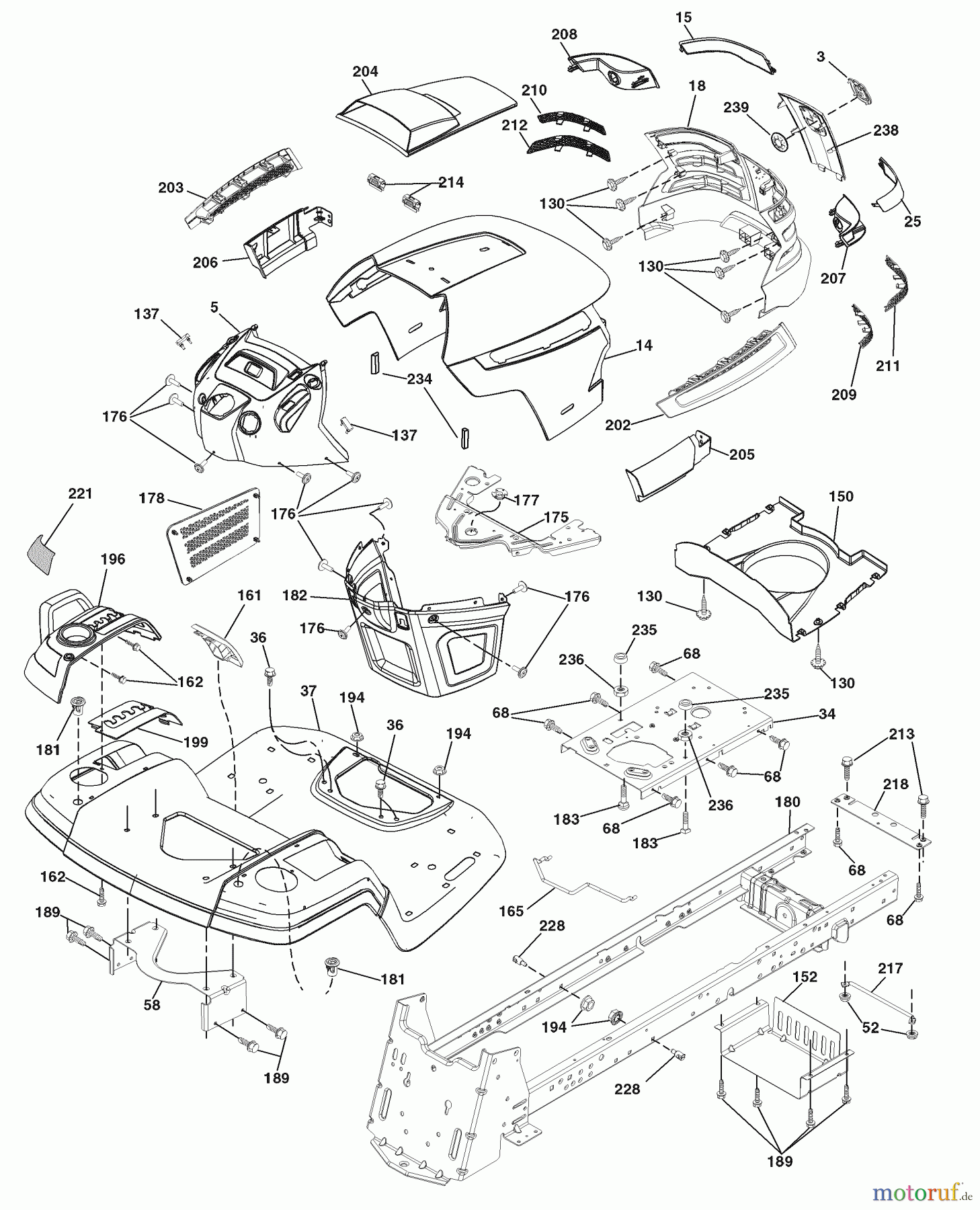 Husqvarna Rasen und Garten Traktoren YTH 2454 (96043003402) - Husqvarna Yard Tractor (2008-02 & After) Chassis