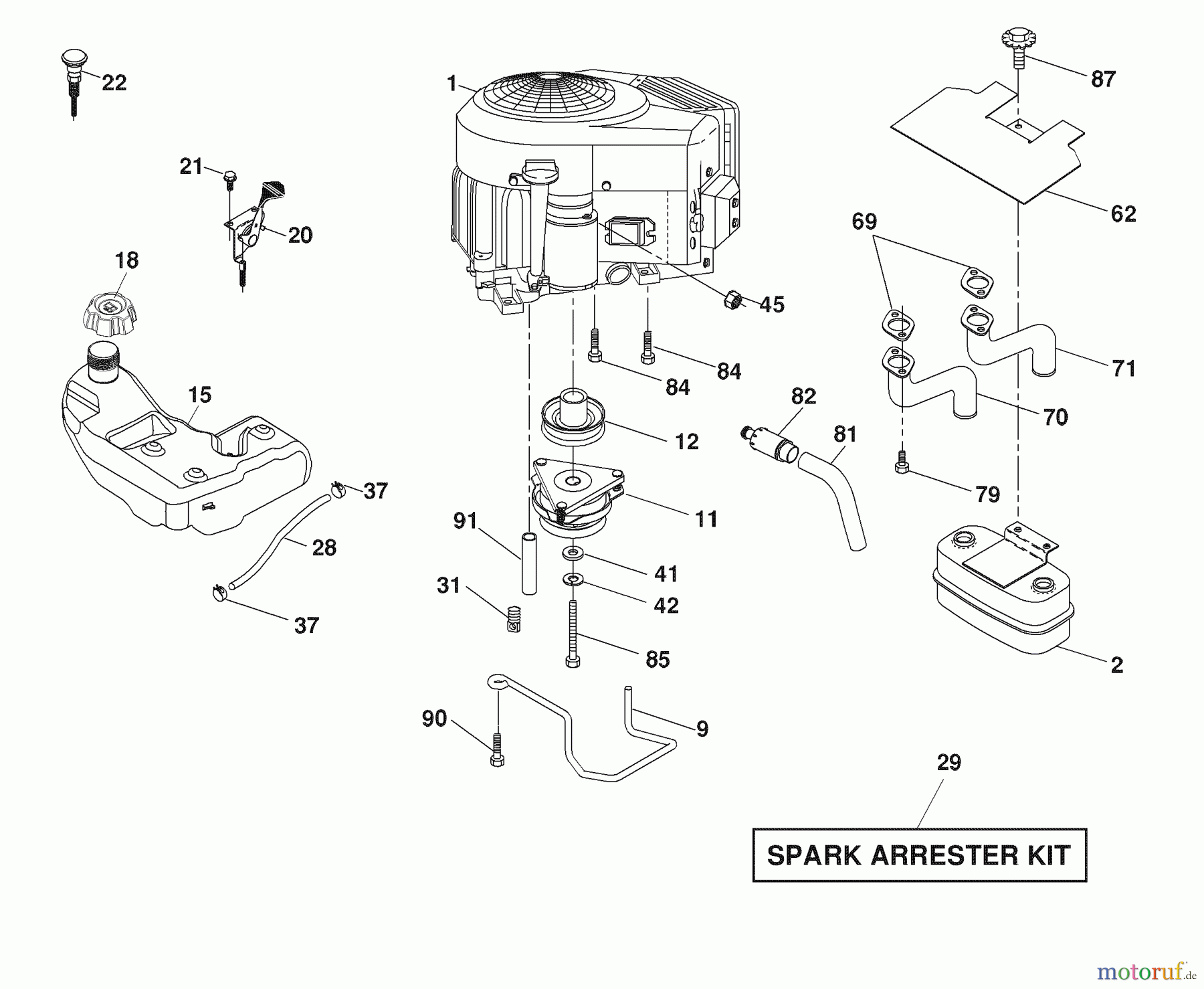 Husqvarna Rasen und Garten Traktoren YTH 2454 (96043003402) - Husqvarna Yard Tractor (2008-02 & After) Engine