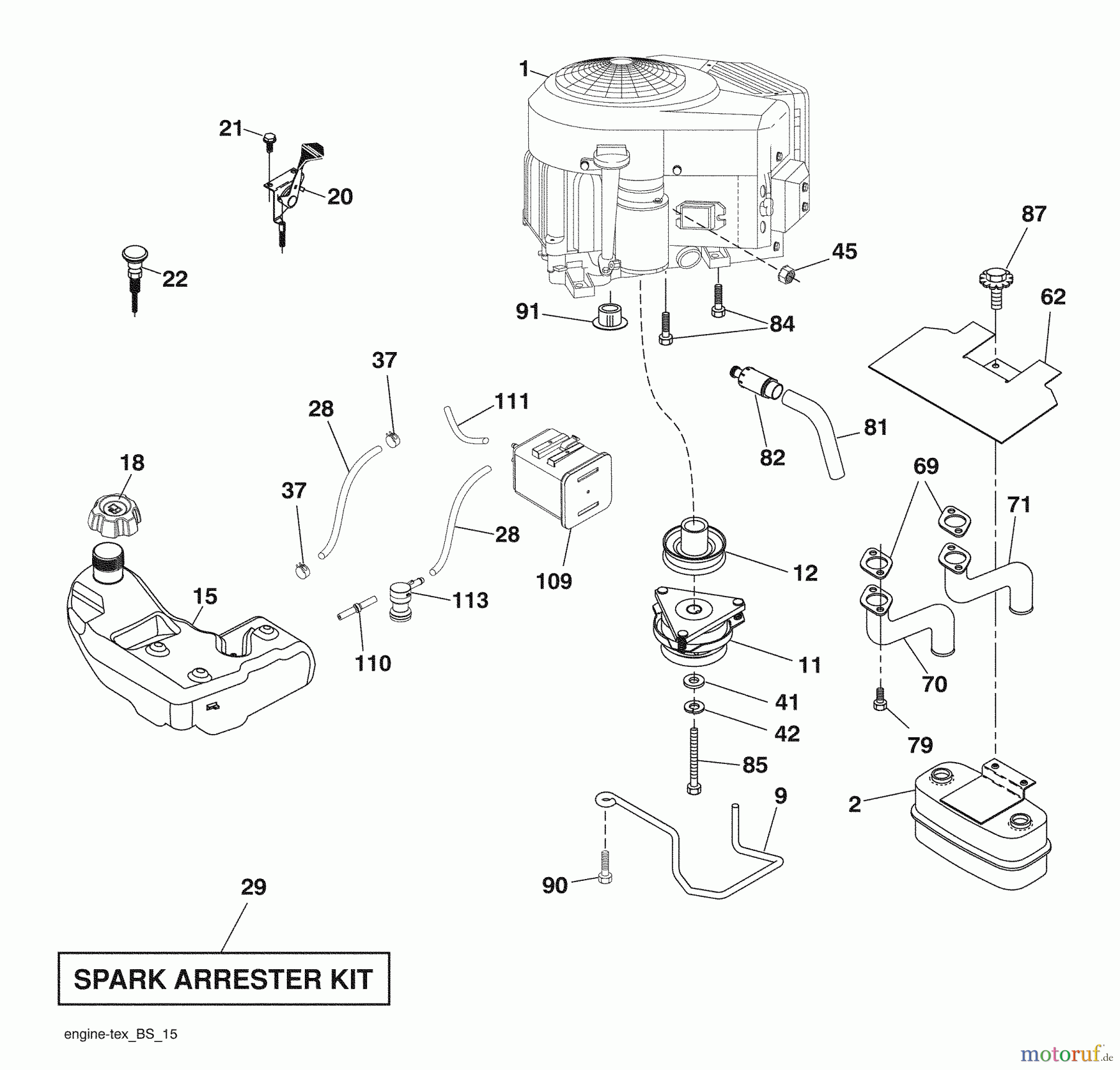 Husqvarna Rasen und Garten Traktoren YTH 2454 (96043005301) - Husqvarna Yard Tractor (2008-09 & After) Engine