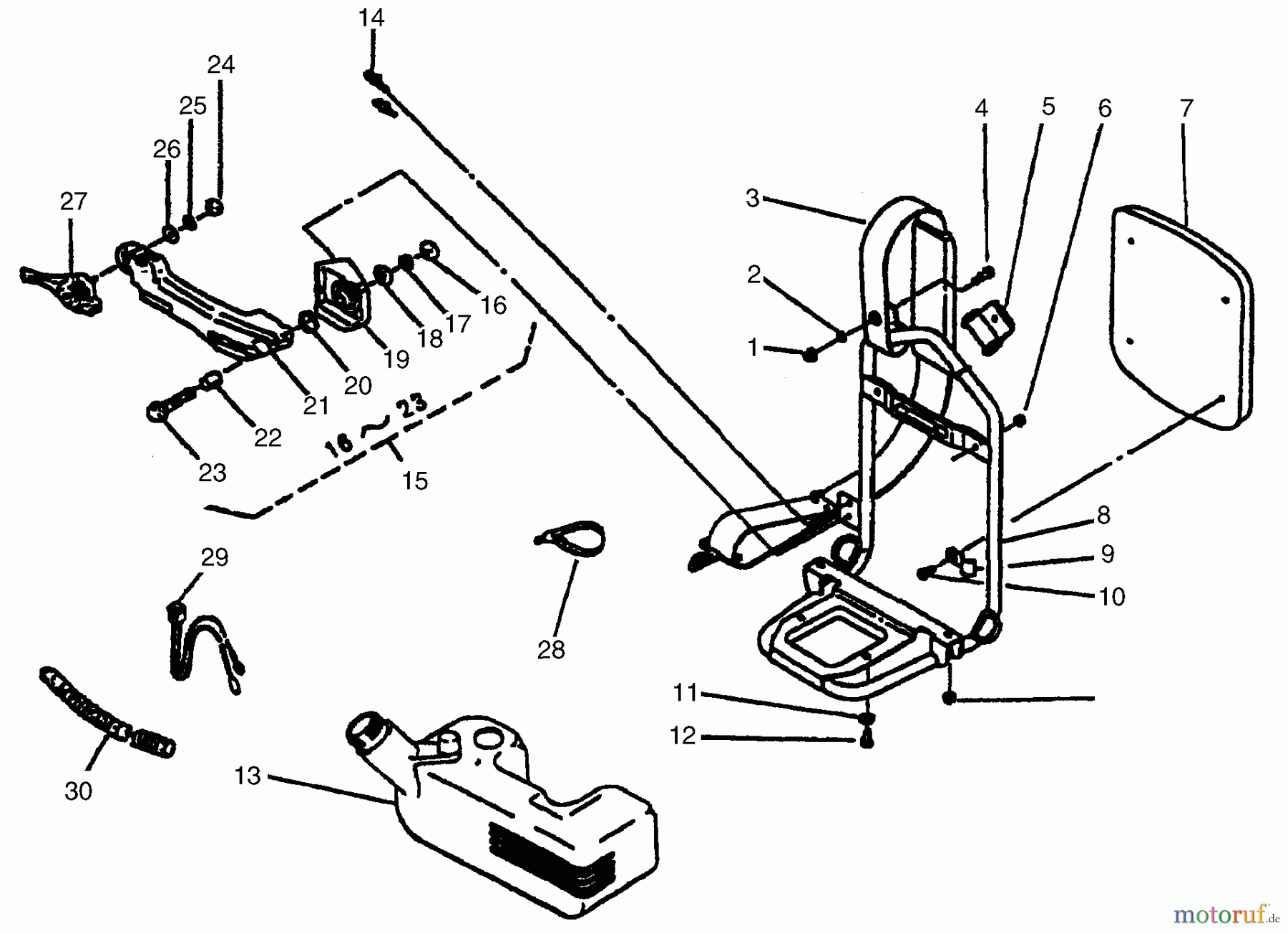  Husqvarna Bläser / Sauger / Häcksler / Mulchgeräte 145 BF - Husqvarna Backpack Blower (1997-07 & After) Throttle Assy., Fuel Tank & Backpack Frame