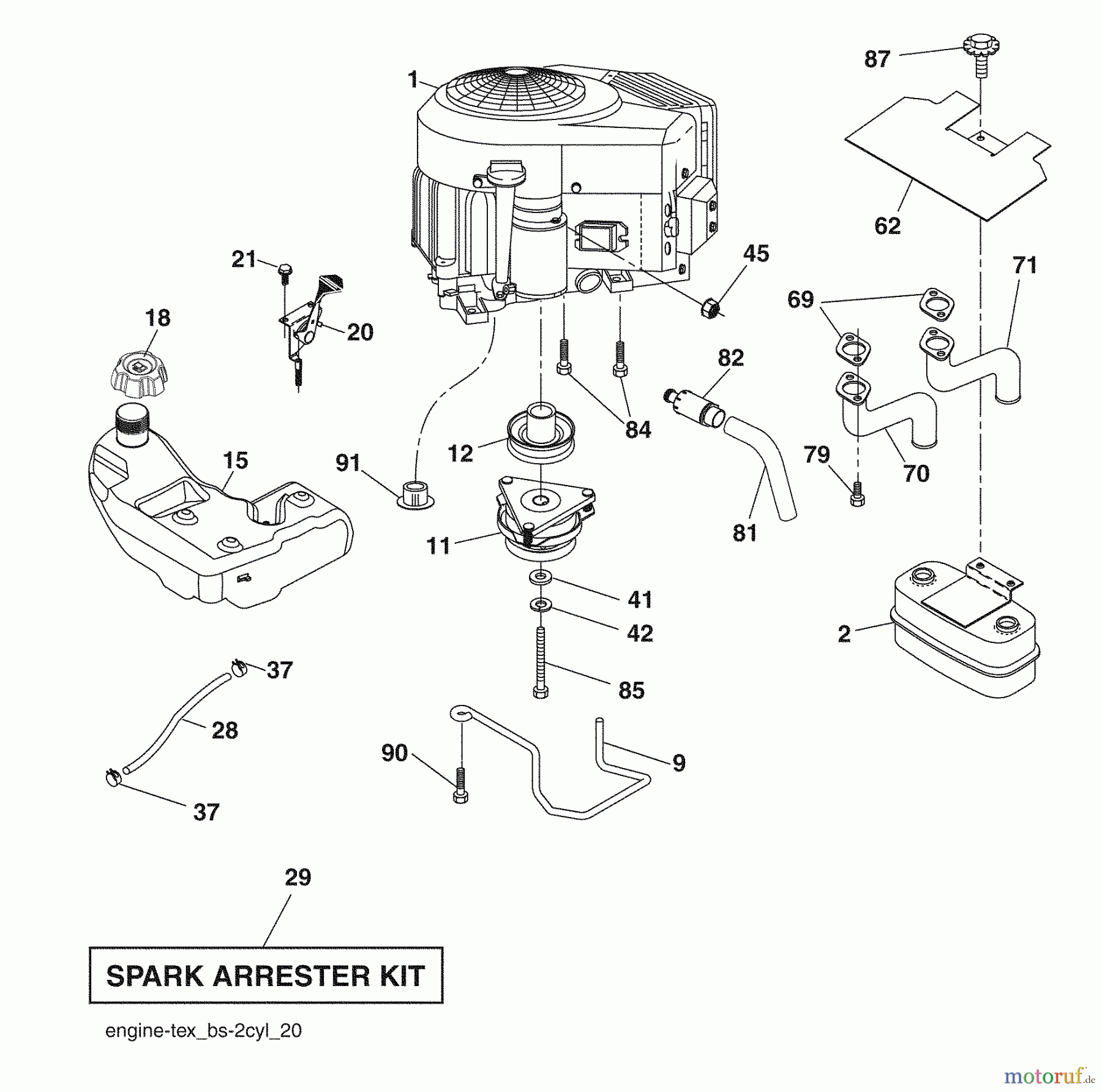 Husqvarna Rasen und Garten Traktoren YTH 2454 (96043006000) - Husqvarna Yard Tractor (2008-12 & After) Engine