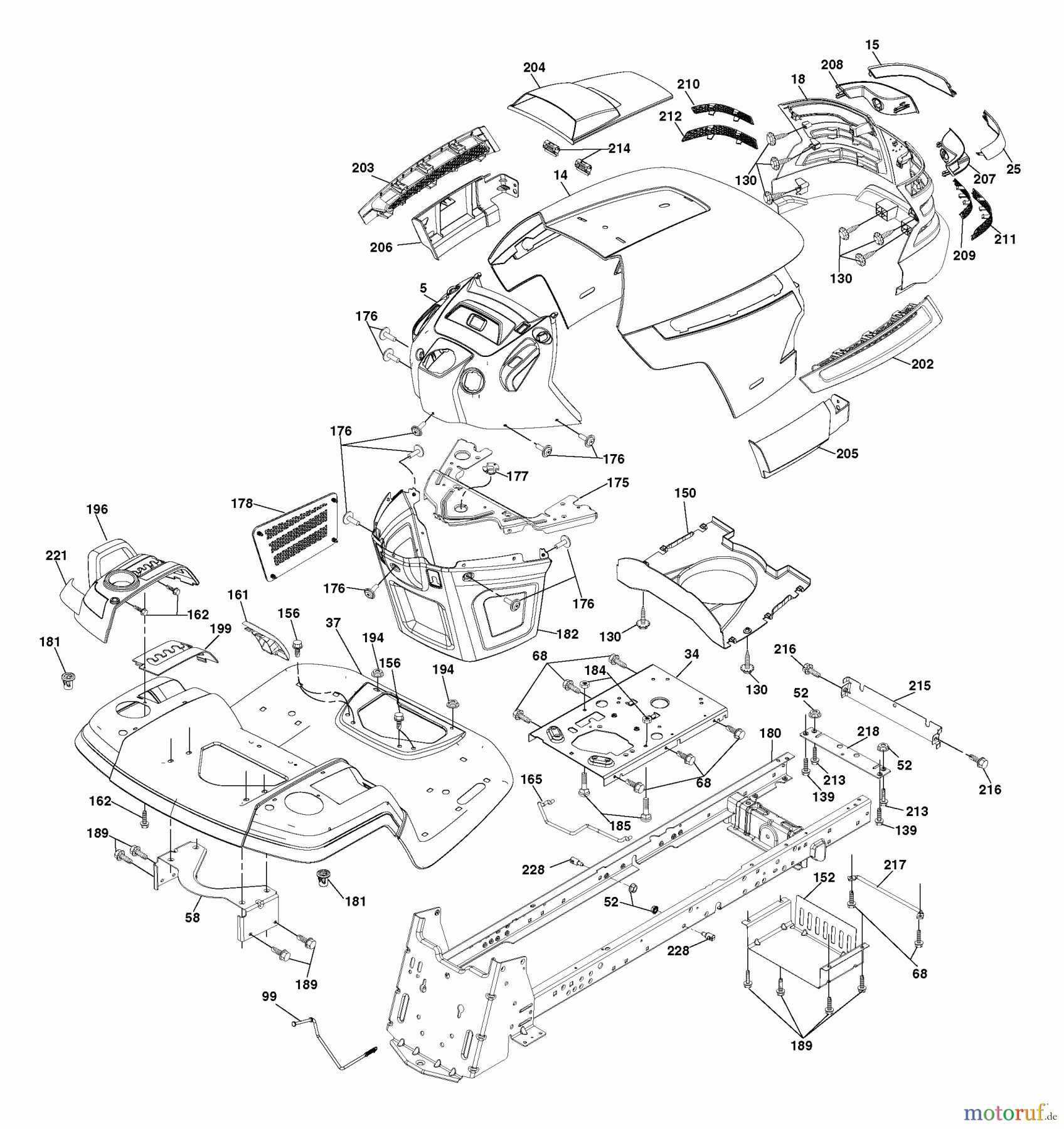 Husqvarna Rasen und Garten Traktoren YTH 2454T (96043002200) - Husqvarna Yard Tractor (2006-03 & After) Chassis