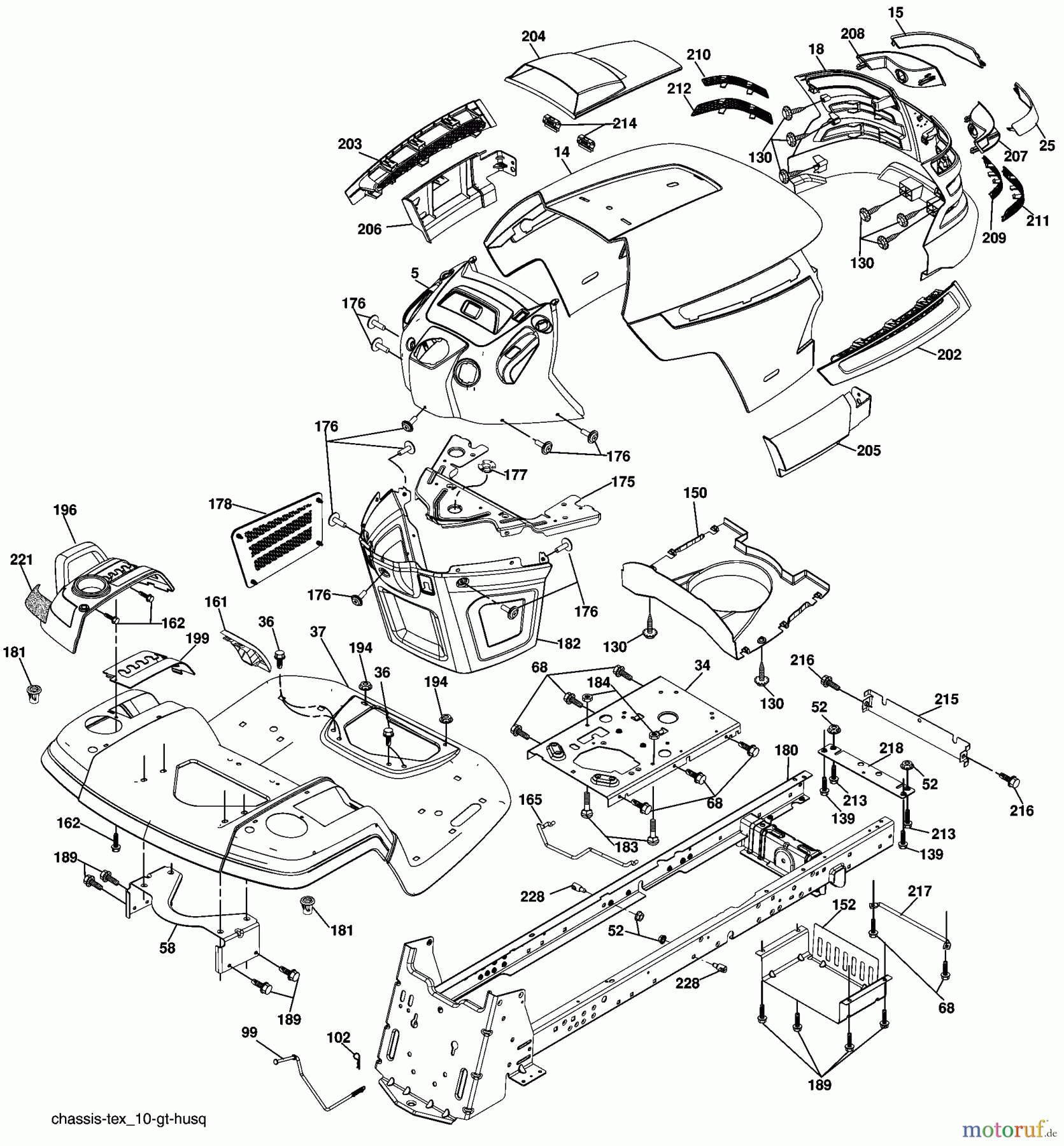 Husqvarna Rasen und Garten Traktoren YTH 2454T (96043002203) - Husqvarna Yard Tractor (2006-03 & After) Chassis