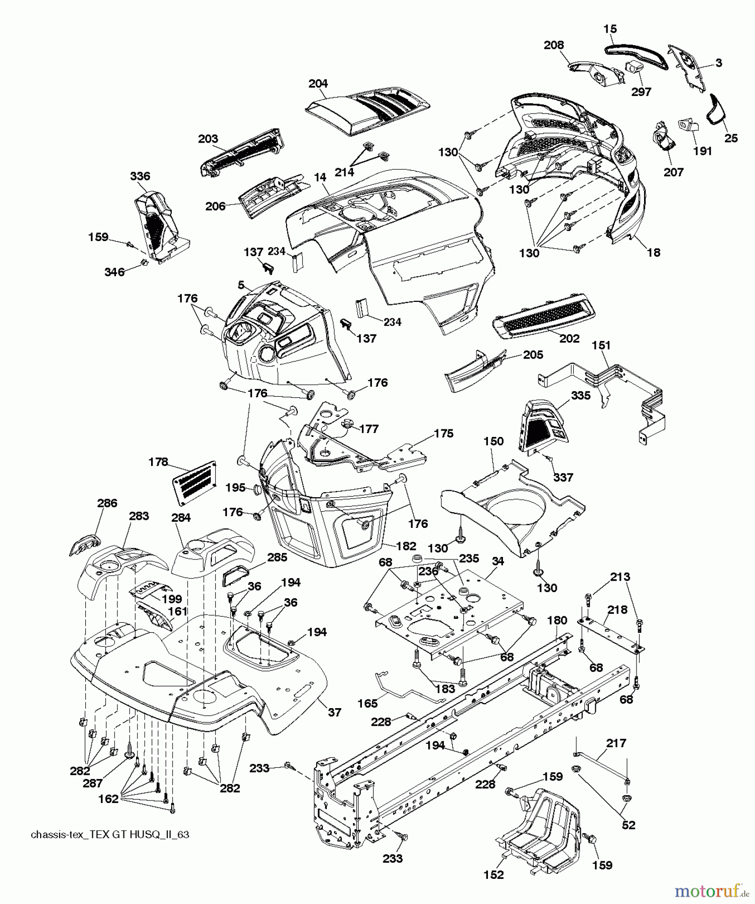 Husqvarna Rasen und Garten Traktoren YTH 24K48 (96043014100) - Husqvarna Yard Tractor (2011-09 & After) CHASSIS / FRAME