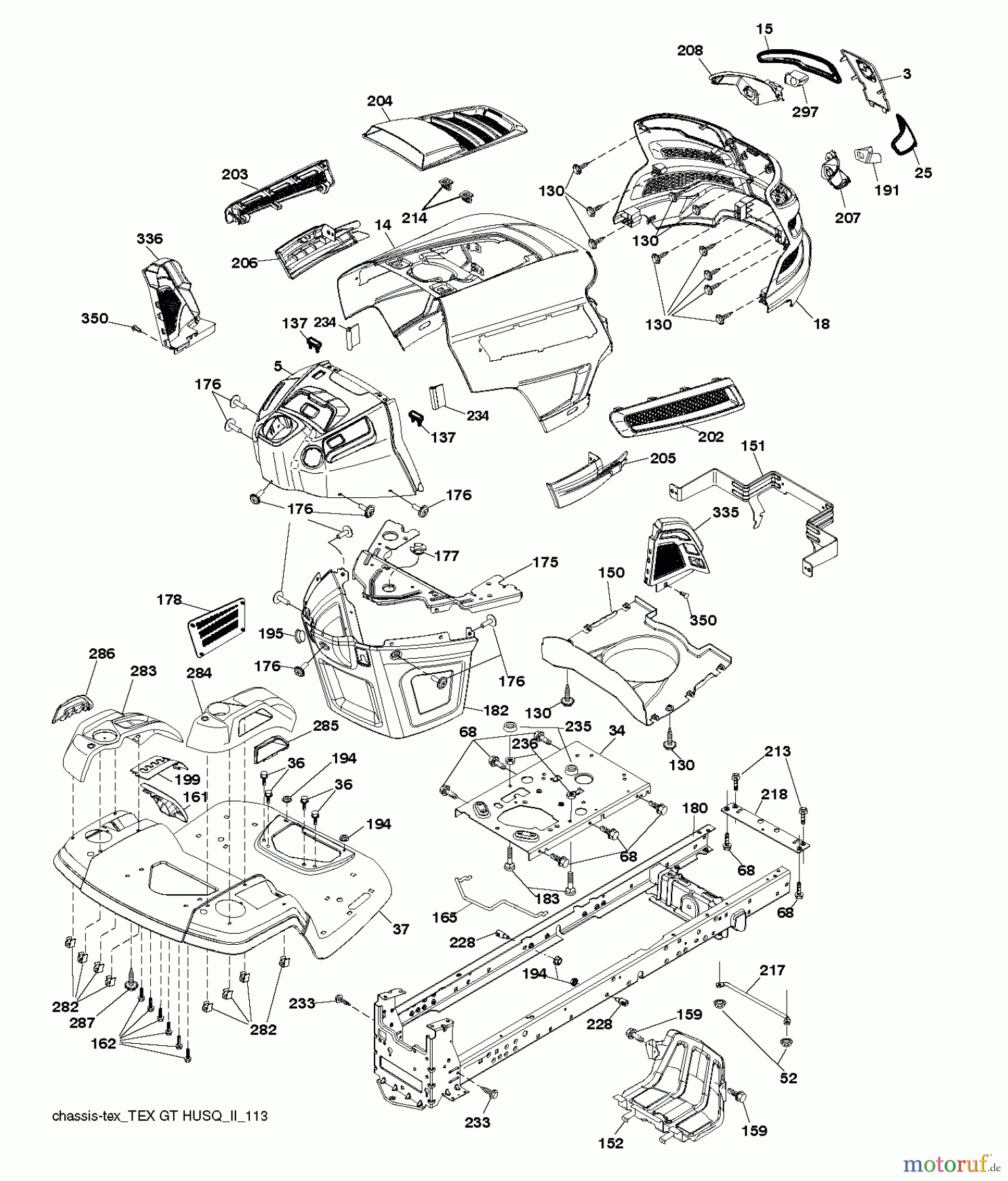 Husqvarna Rasen und Garten Traktoren YTH 24K48 (96043014101) - Husqvarna Yard Tractor (2012-10 & After) CHASSIS / FRAME
