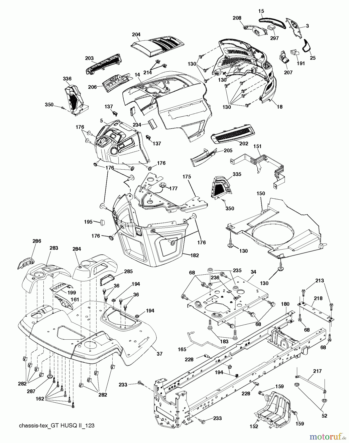 Husqvarna Rasen und Garten Traktoren YTH 24K48 (96045003601) - Husqvarna Yard Tractor (2012-11 & After) CHASSIS / FRAME