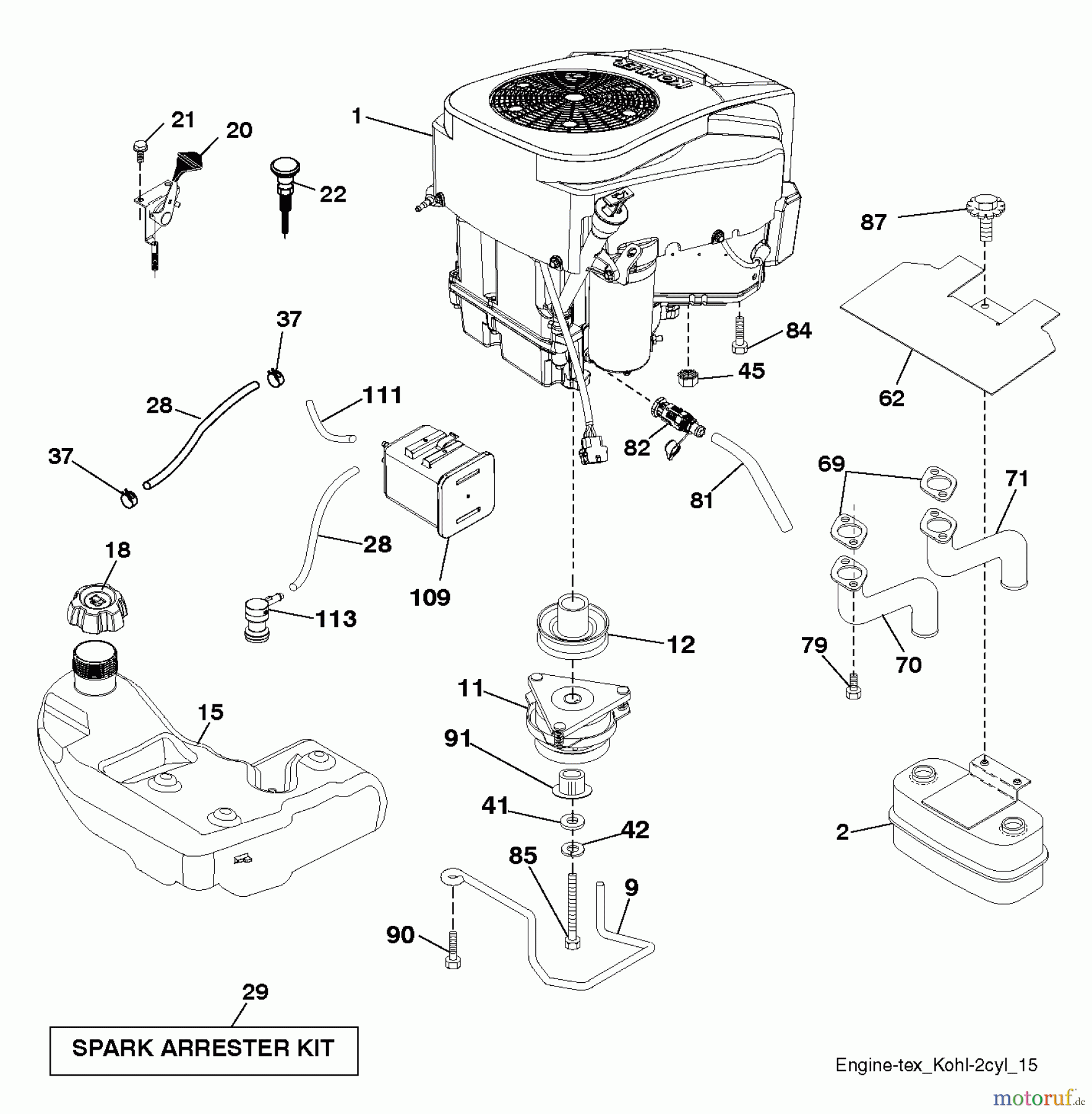 Husqvarna Rasen und Garten Traktoren YTH 24K48 (96045003601) - Husqvarna Yard Tractor (2012-11 & After) ENGINE