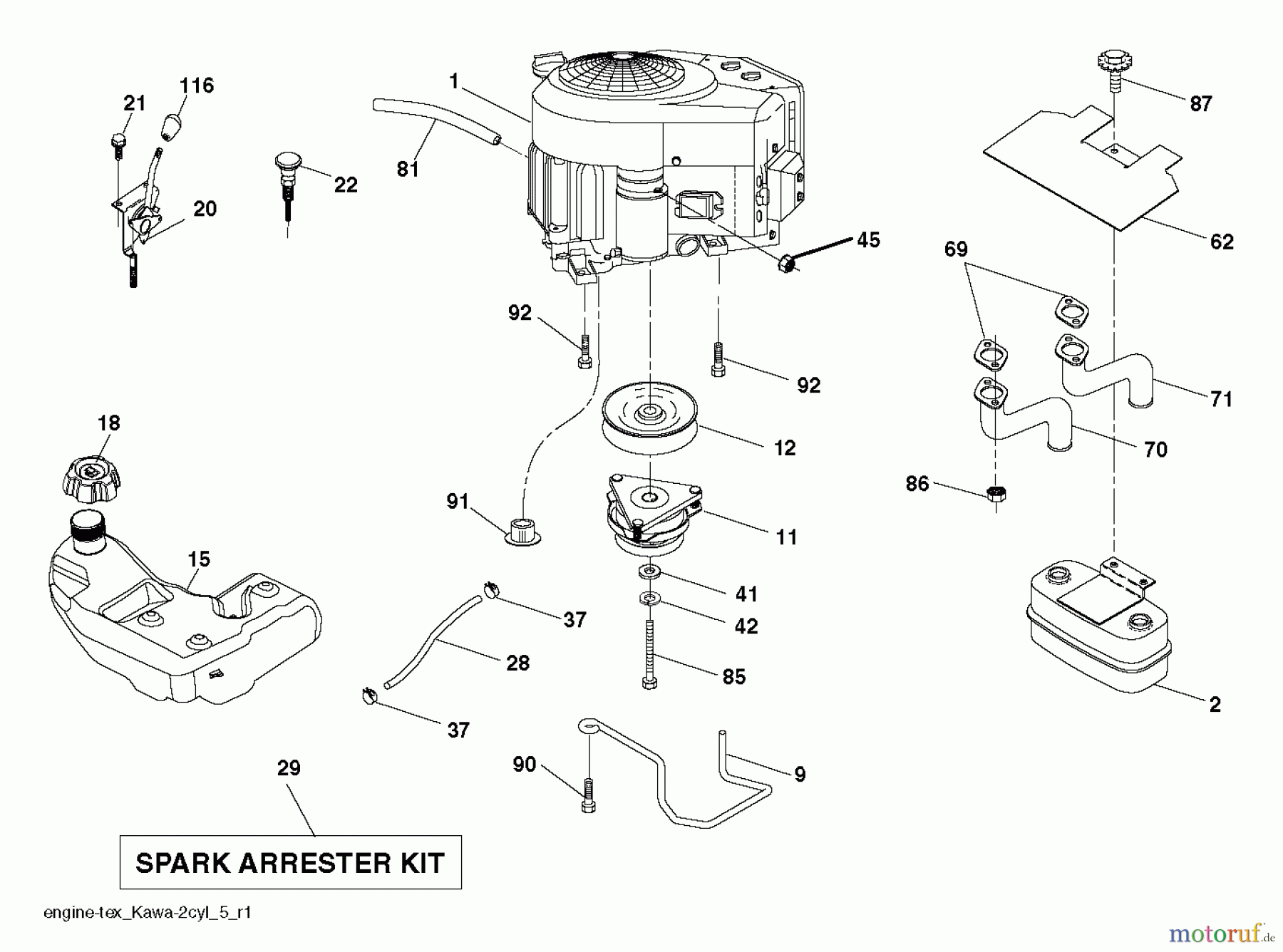 Husqvarna Rasen und Garten Traktoren YTH 24V42LS (96043011503) - Husqvarna Yard Tractor (2011-08 & After) ENGINE