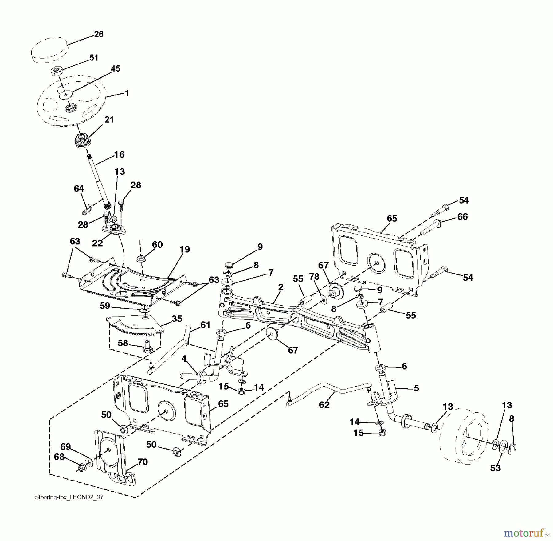 Husqvarna Rasen und Garten Traktoren YTH 24V42LS (96043011503) - Husqvarna Yard Tractor (2011-08 & After) STEERING