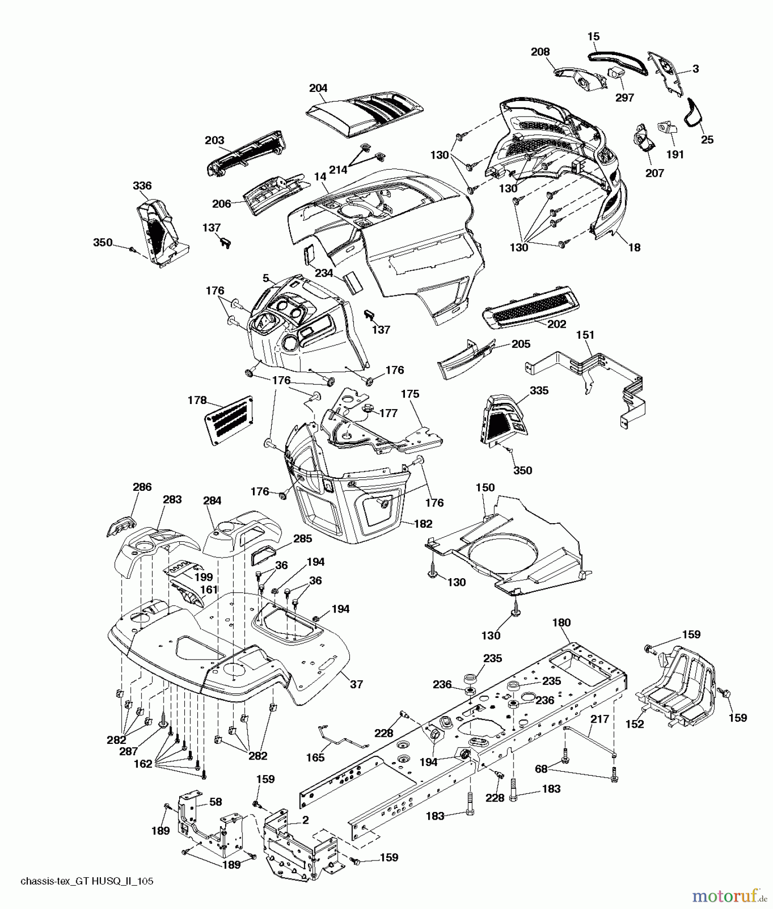 Husqvarna Rasen und Garten Traktoren YTH 24V42LS (96048001302) - Husqvarna Yard Tractor (2012-08 & After) CHASSIS ENCLOSURES