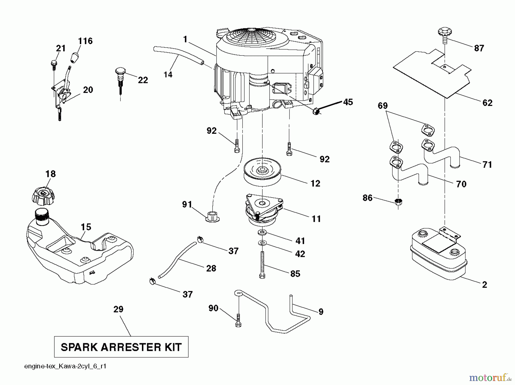 Husqvarna Rasen und Garten Traktoren YTH 24V42LS (96048001301) - Husqvarna Yard Tractor (2011-11 & After) ENGINE