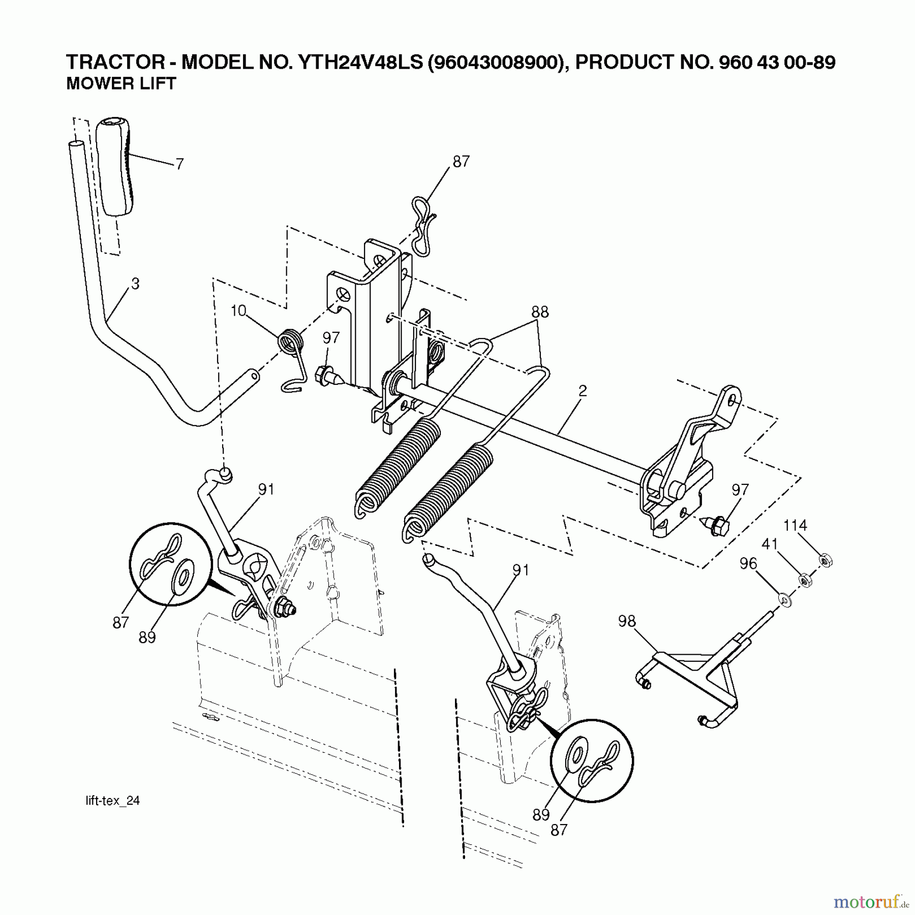 Husqvarna Rasen und Garten Traktoren YTH 24V48LS (96043012900) - Husqvarna Yard Tractor (2011-01 & After) MOWER LIFT LEVER