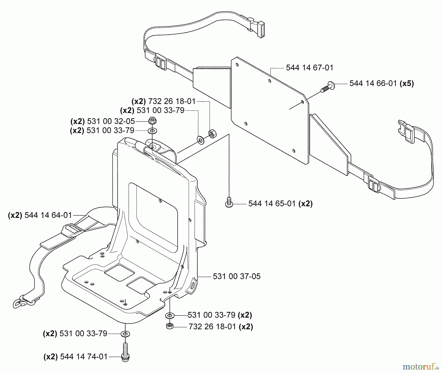 Husqvarna Bläser / Sauger / Häcksler / Mulchgeräte 145 BT - Husqvarna Backpack Blower (2005-08 & After) Frame/Harness