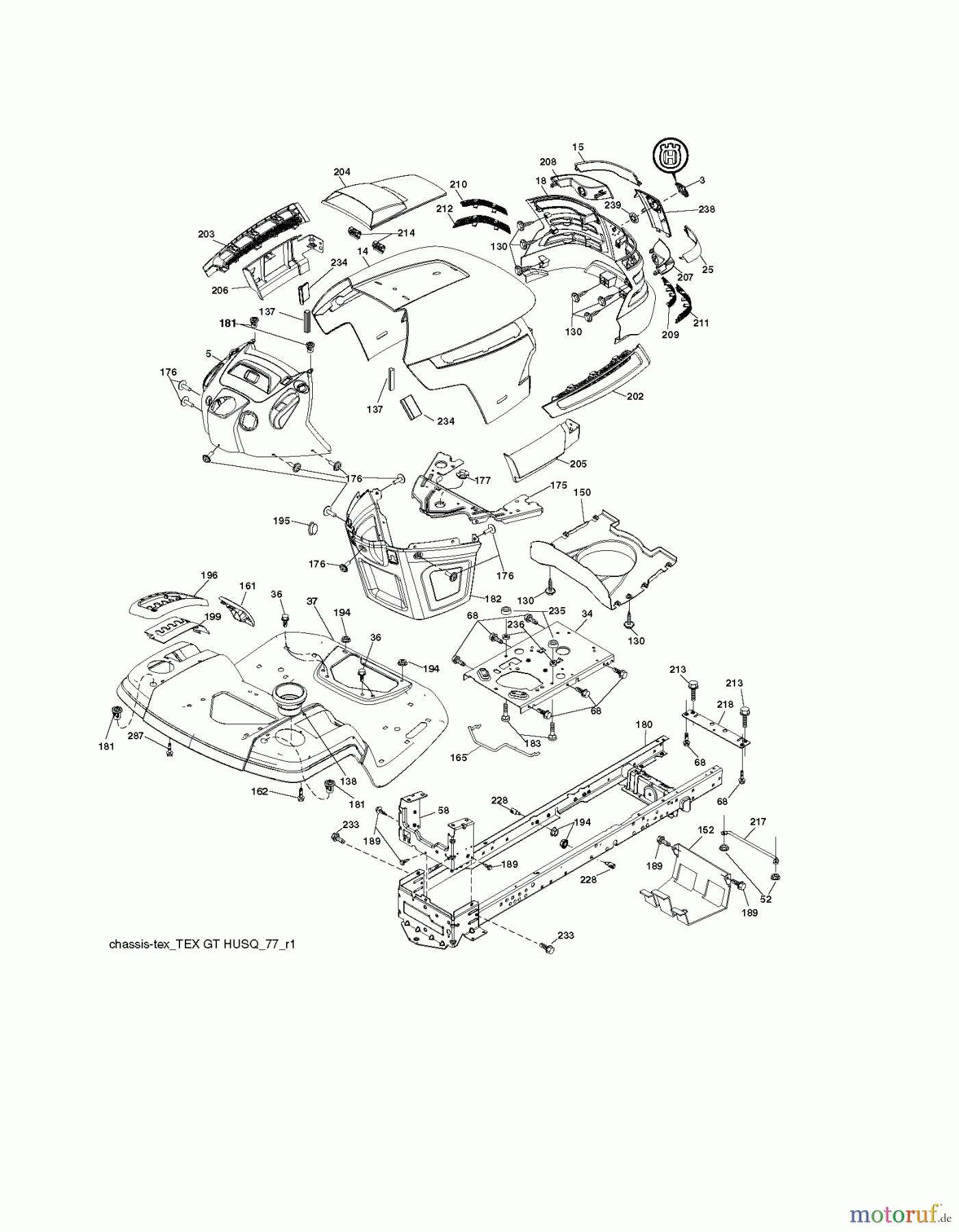 Husqvarna Rasen und Garten Traktoren YTH 24V54 (289640) - Husqvarna Yard Tractor (2010-05 & After) CHASSIS / FRAME