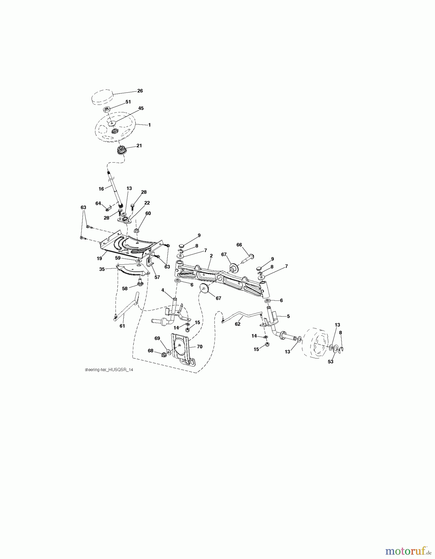 Husqvarna Rasen und Garten Traktoren YTH 24V54 (289640) - Husqvarna Yard Tractor (2010-05 & After) STEERING