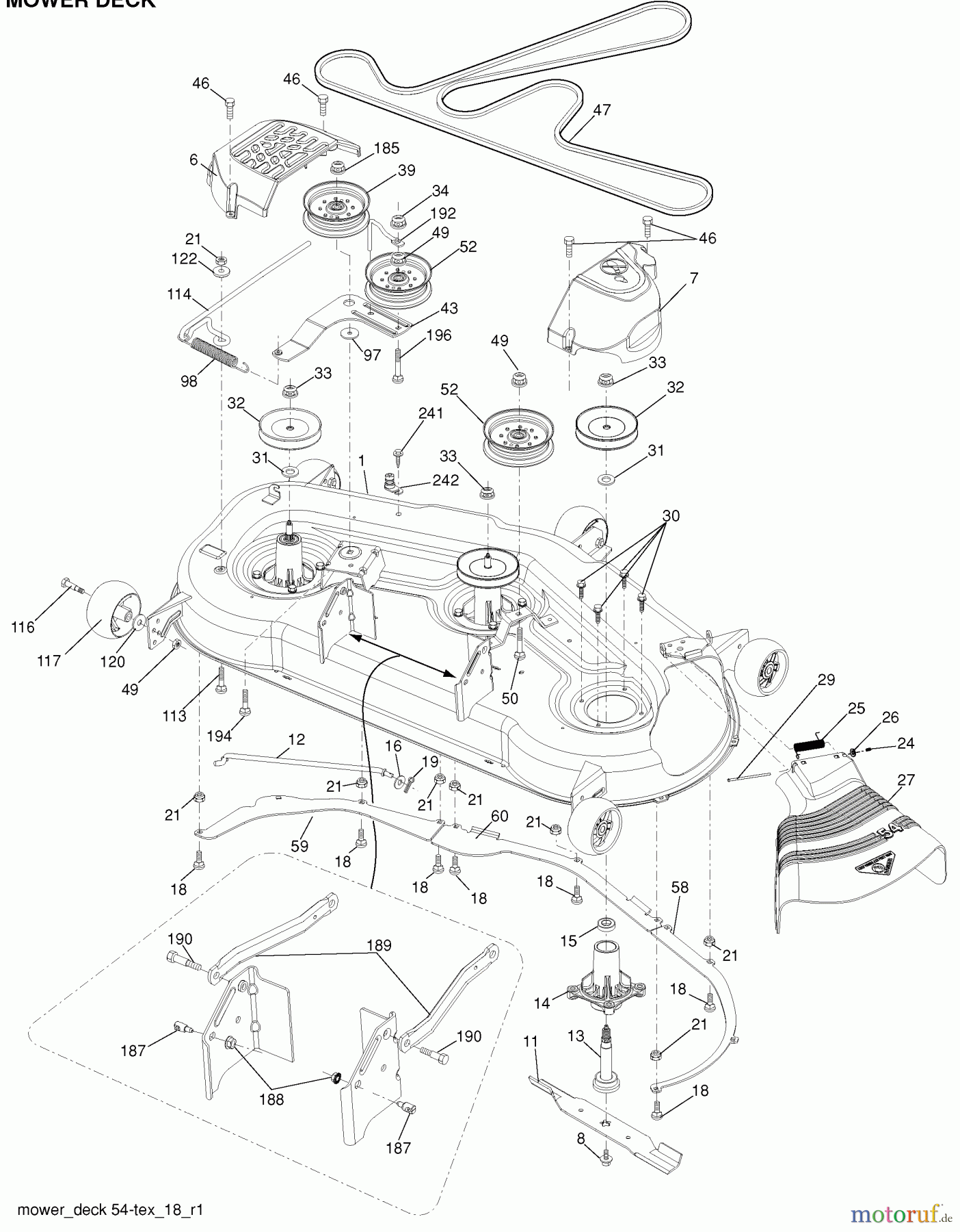 Husqvarna Rasen und Garten Traktoren YTH 24V54 (96043009301) - Husqvarna Yard Tractor (2010-04 & After) Mower Deck